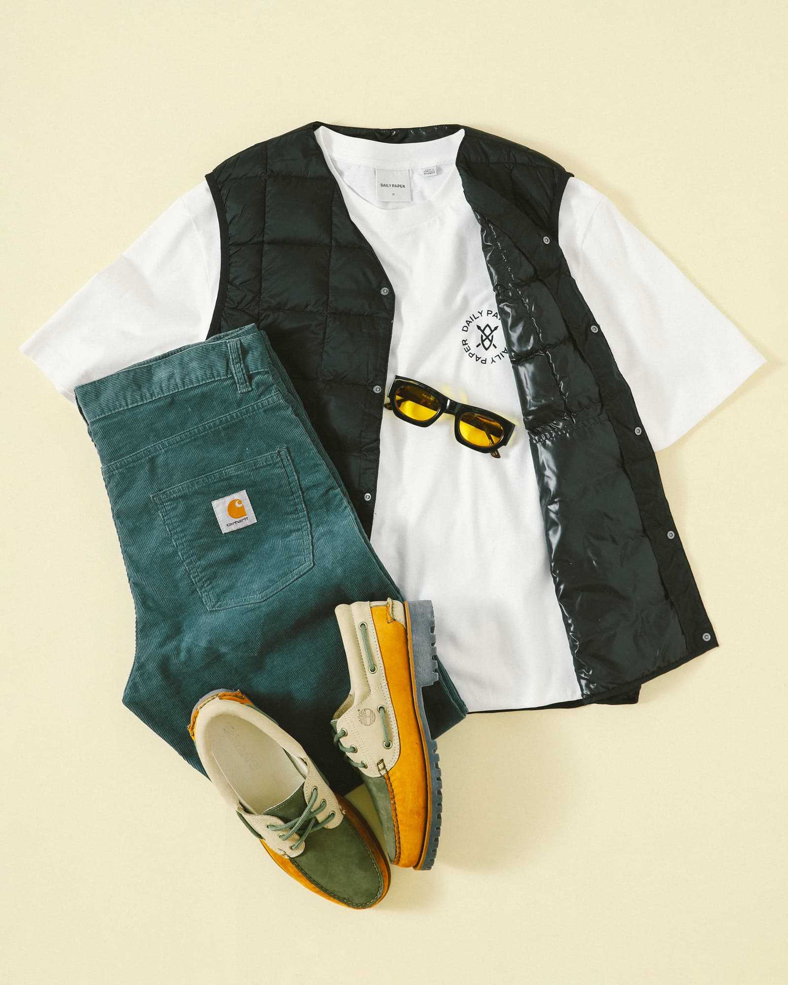 festival outfit with carhartt pants and daily paper tee