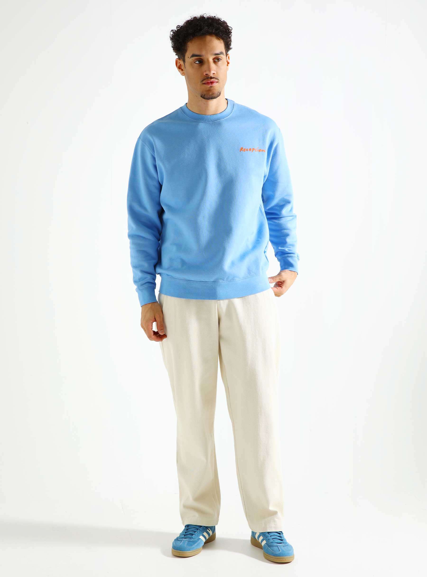 Club Sweater Food Cotton Brush Fleece Resort Blue F0207