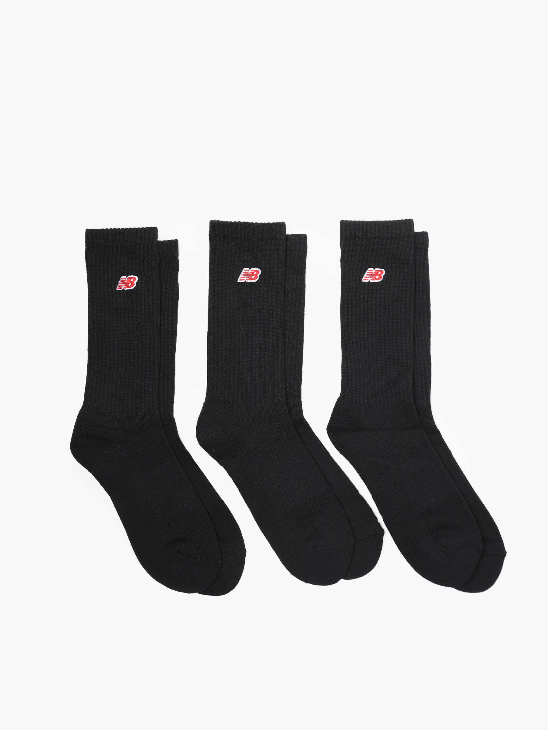 NB Patch Logo Crew 3 Pairs Socks Black LAS33763-BK