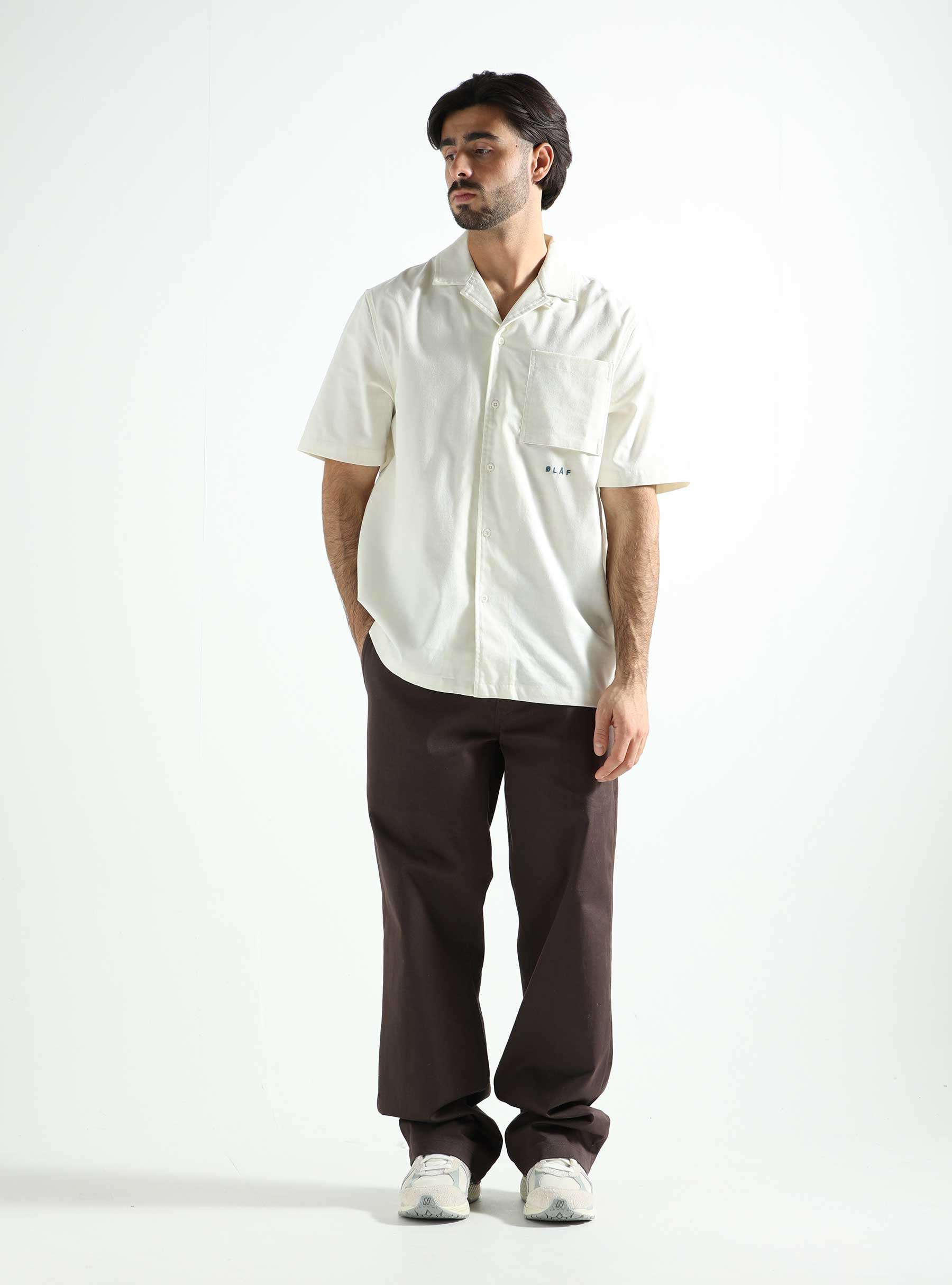 Cotton Linen Shortsleeve Shirt Bone M160311