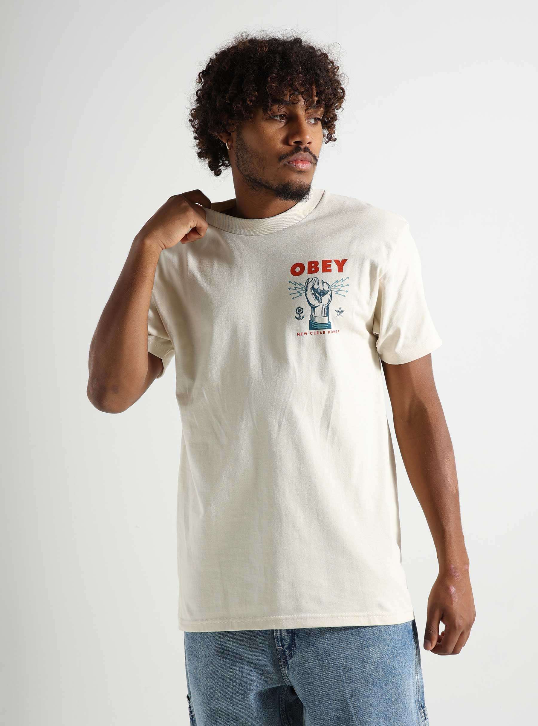 Obey New Clear Power T-shirt Cream 165263779-CRM