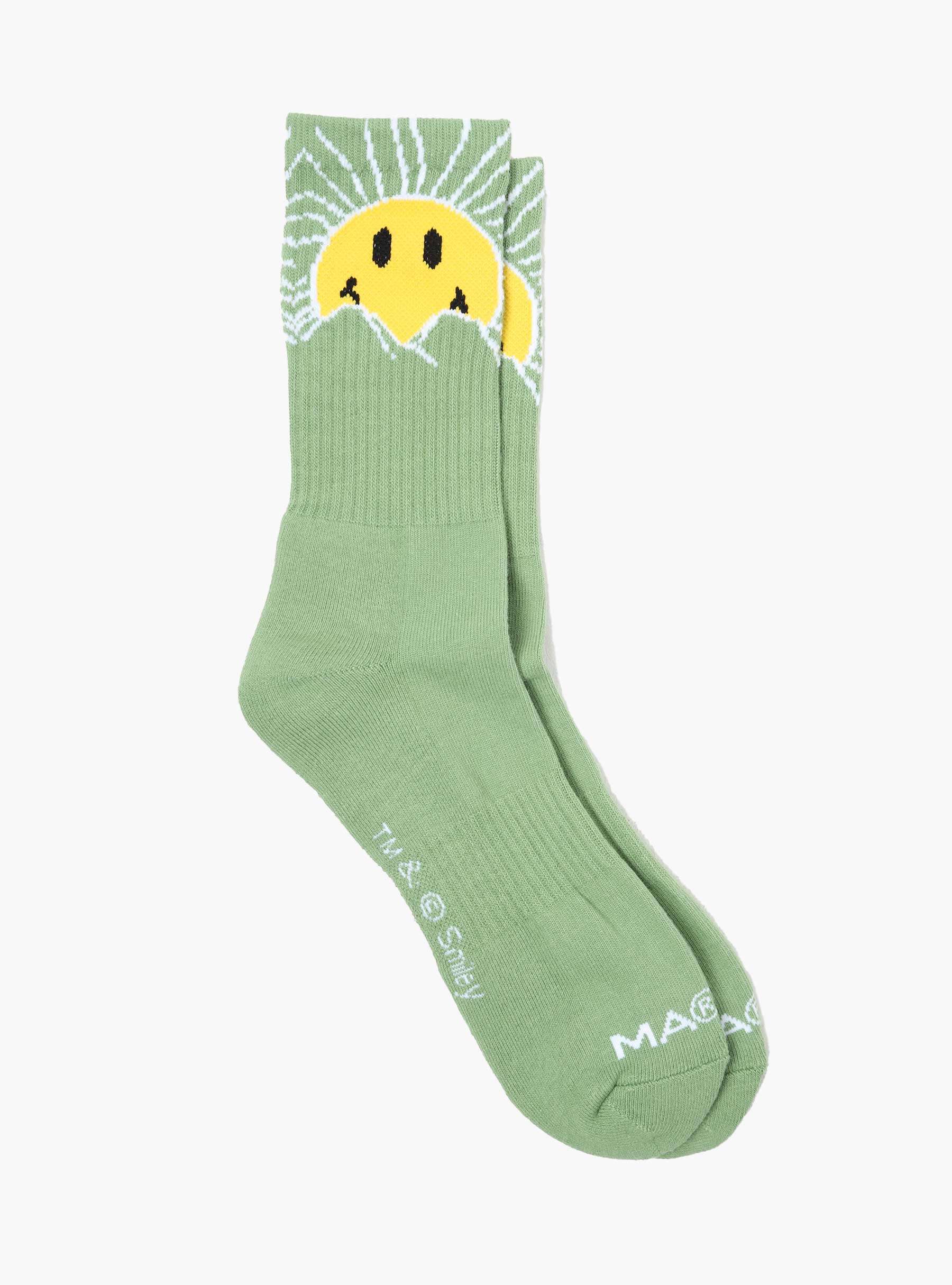 Smiley Sunrise Socks Basil 360001464
