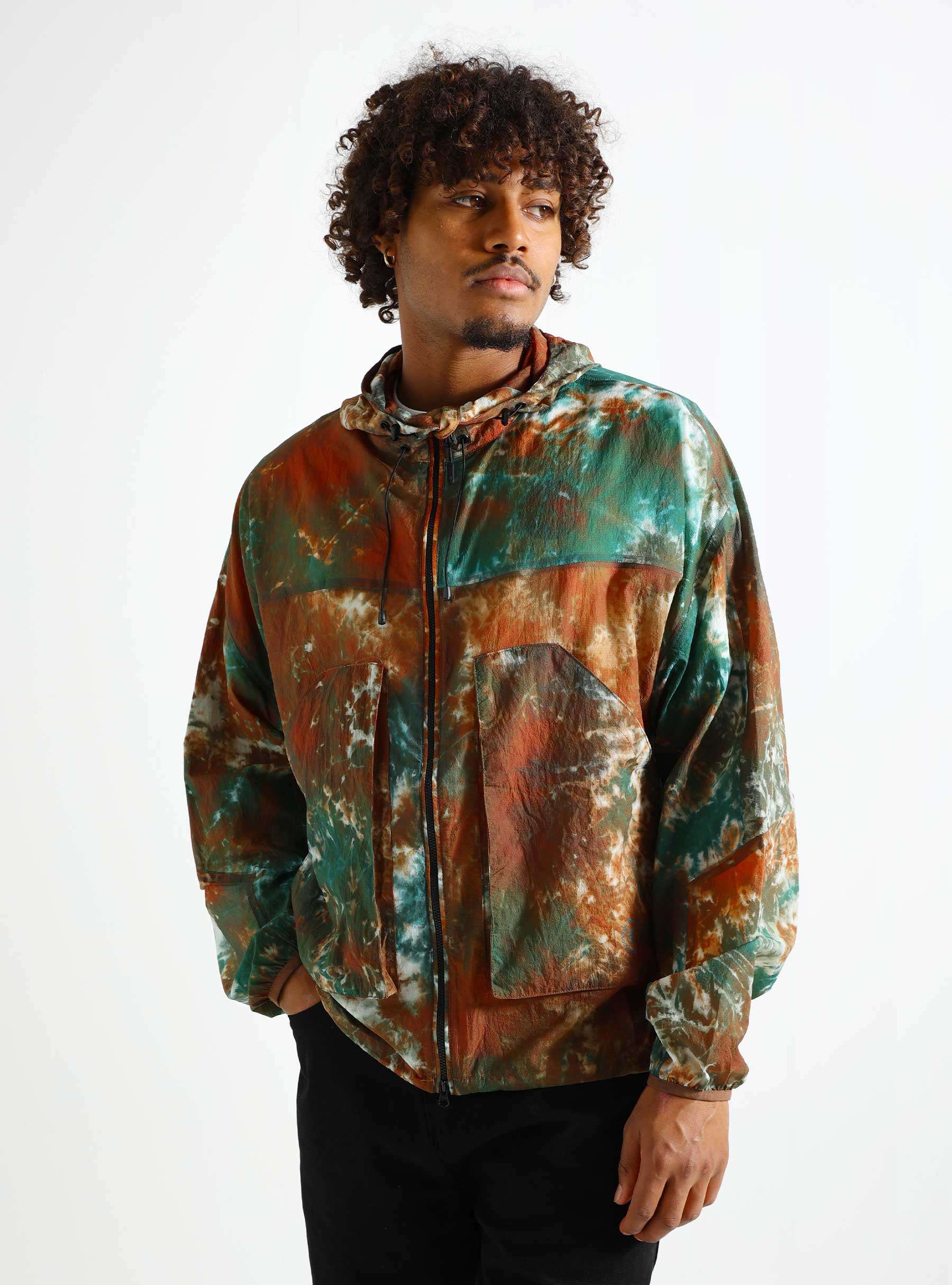 Fishtail Ripstop Hooded Jacket Ice Dye Peach Teal PMO0045-PT
