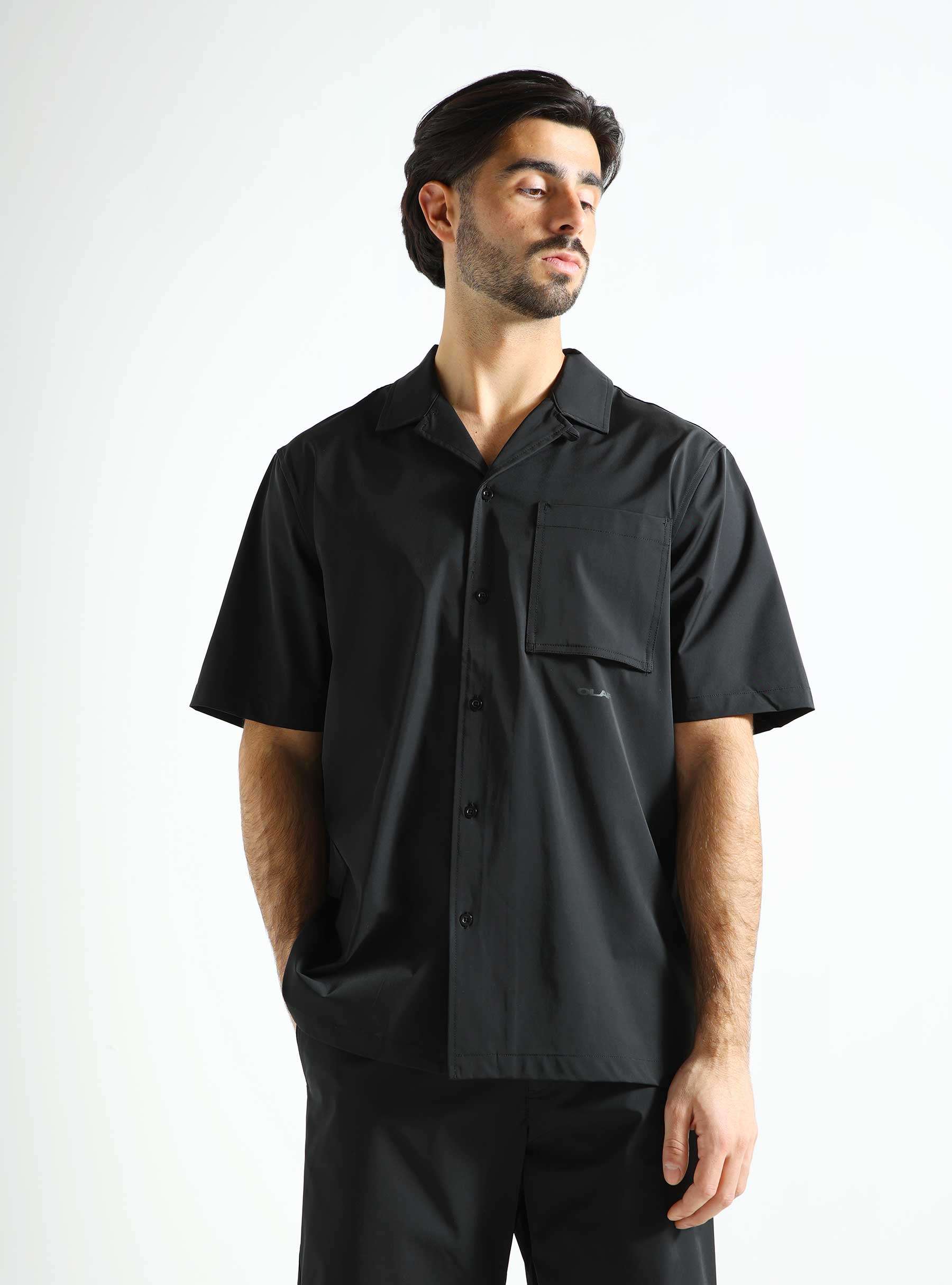 Nylon Shortsleeve Shirt Black M160304