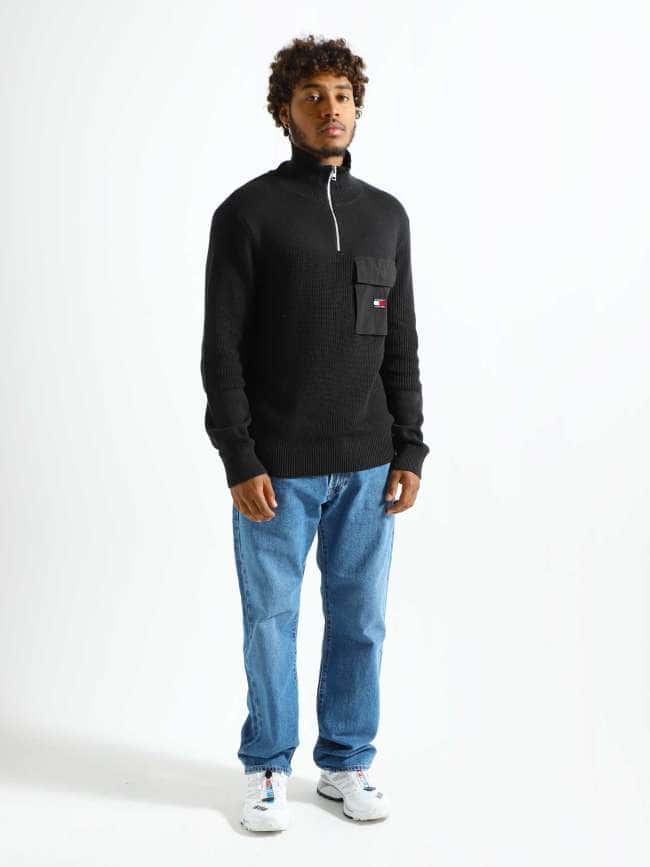 TJM Regular Mix Fabric Sweater Black DM0DM17771-BDS