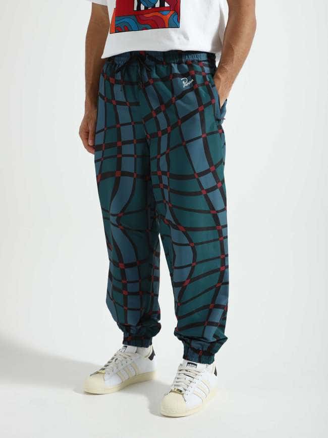 Squared Waves Pattern Track Pants Multi Check 49325