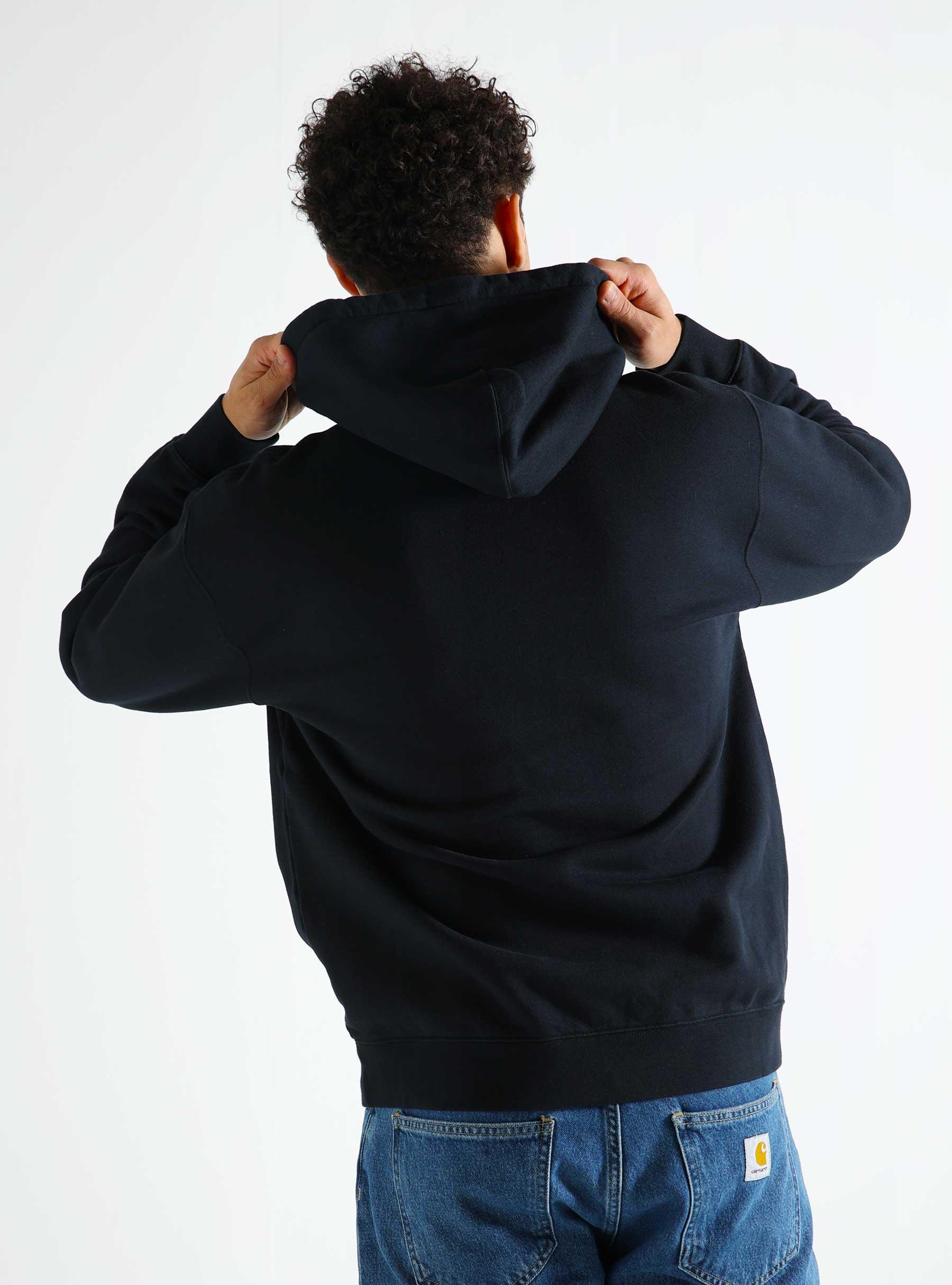 Hooded Sweater Belly Cotton Brush Fleece Dark Navy F0203