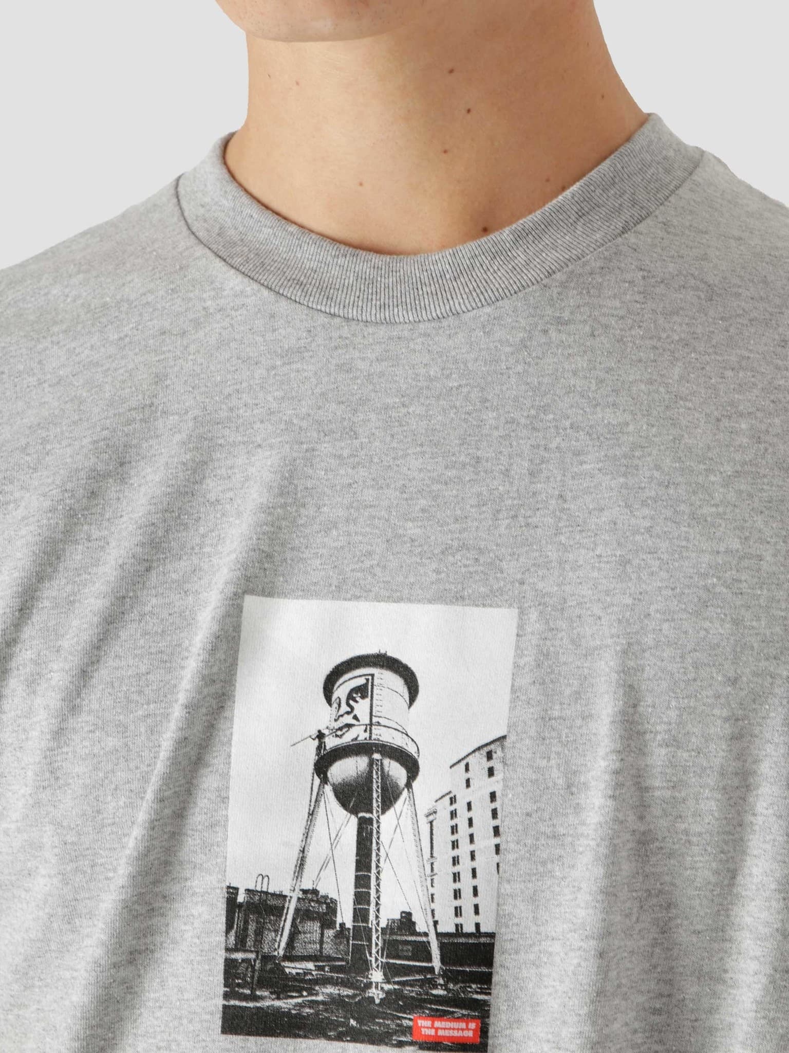 Obey Water Tower Photo Classic T-Shirt Heather Grey 165262812