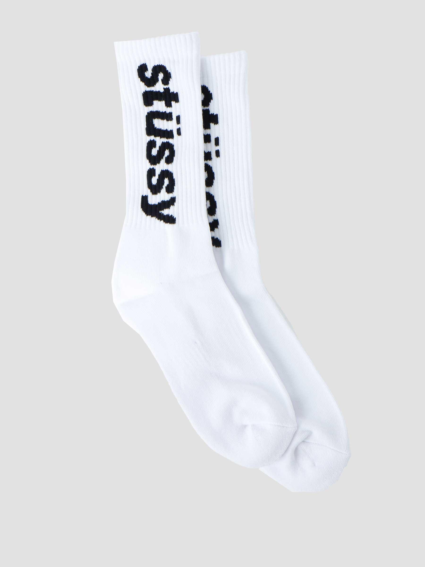 Helvetica Crewneck Socks White Black 138845-1415
