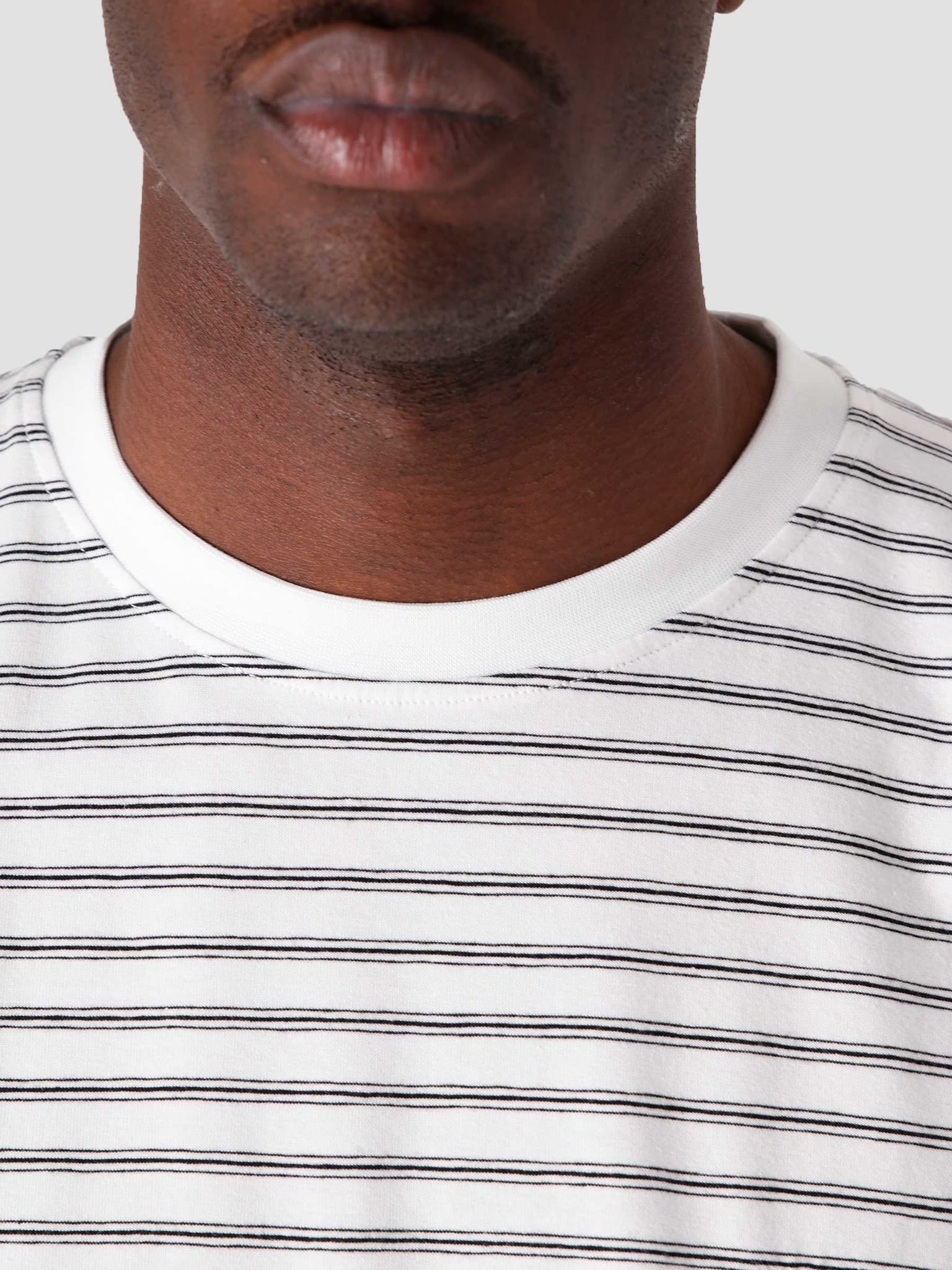 QB601 Stripe T-shirt White Navy