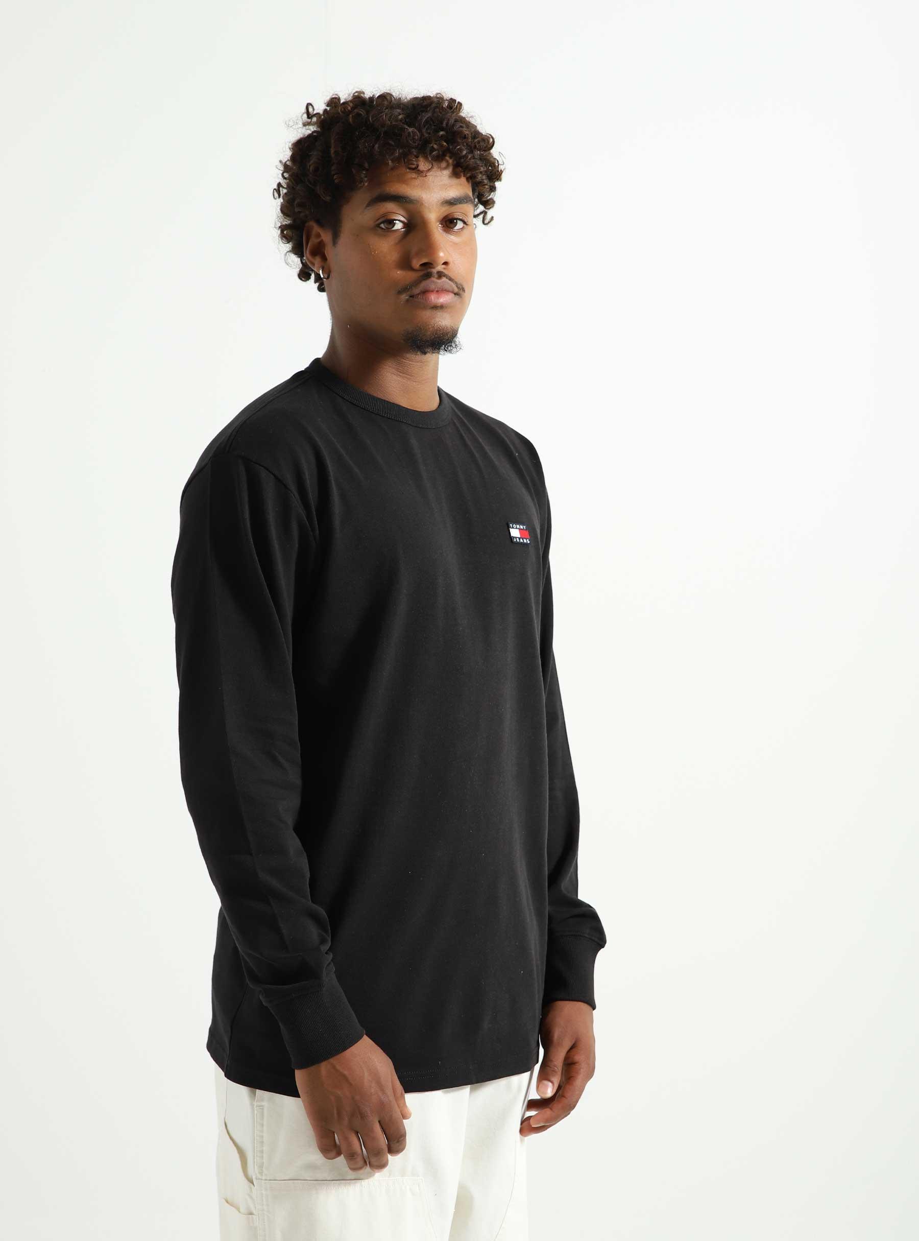 Tommy Jeans TJM Xs Freshcotton Badge - Knitted Black Classic Longsleeve Knitted