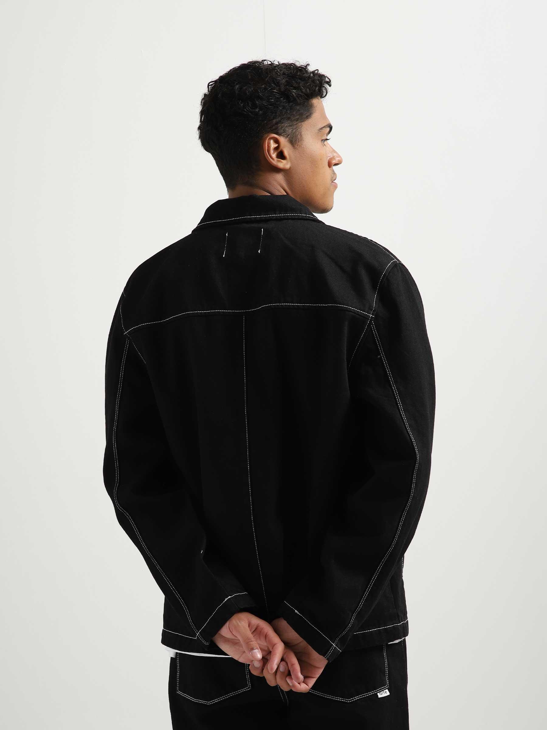 Poelzig Workwear Jacket Black Denim SS23-046J