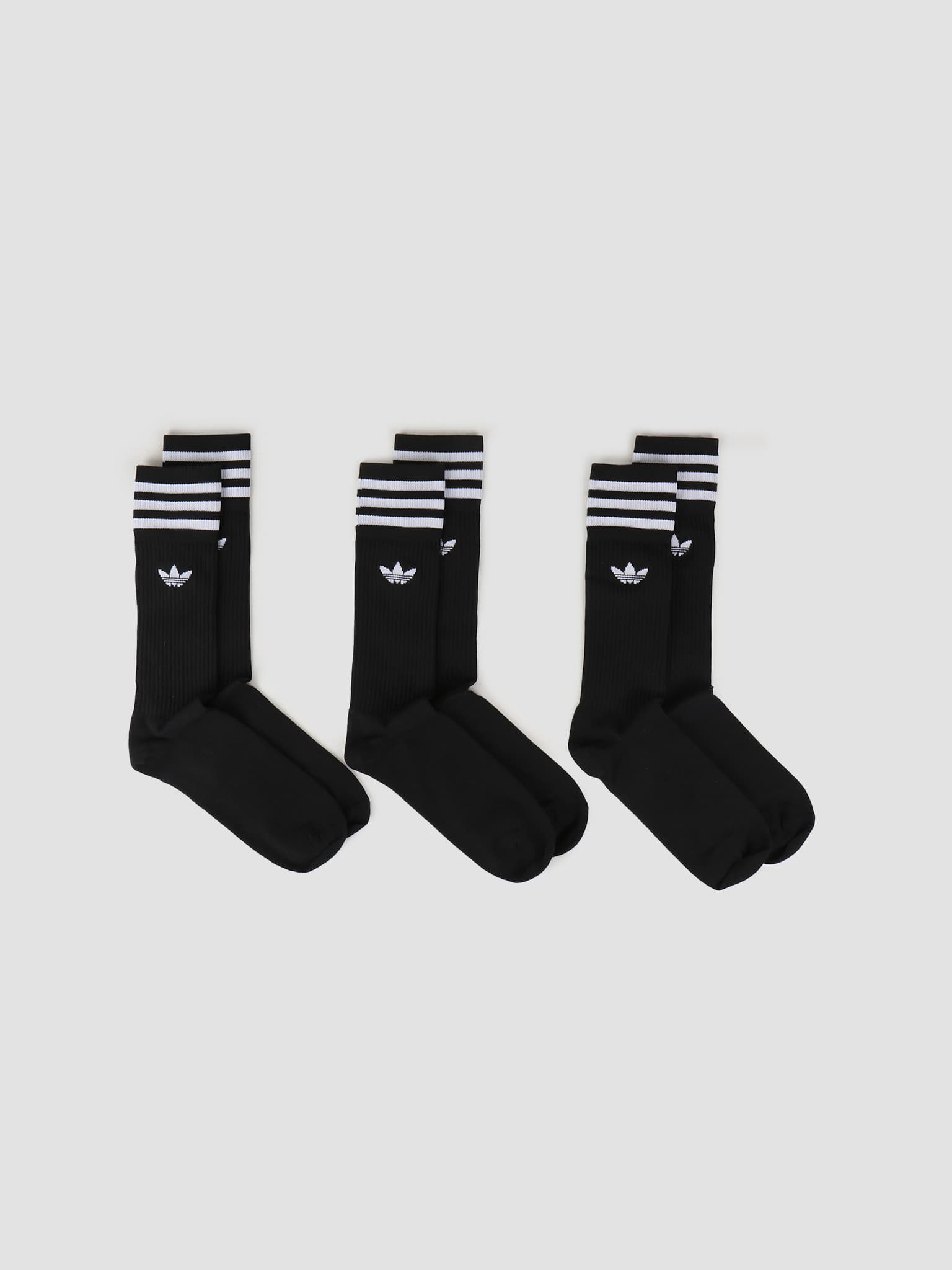 Solid Crew Sock Black White S21490