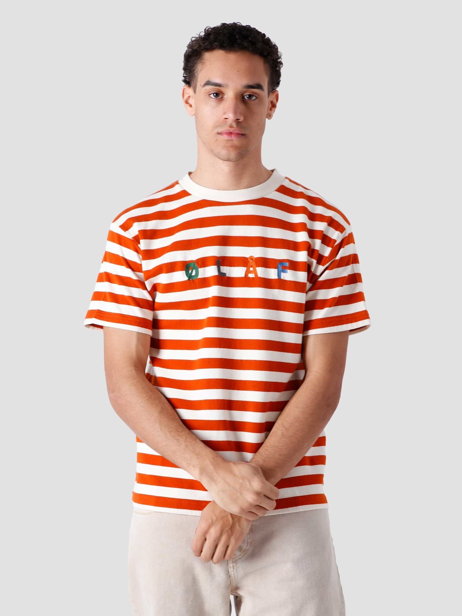 Stripe Sans T-Shirt White Orange
