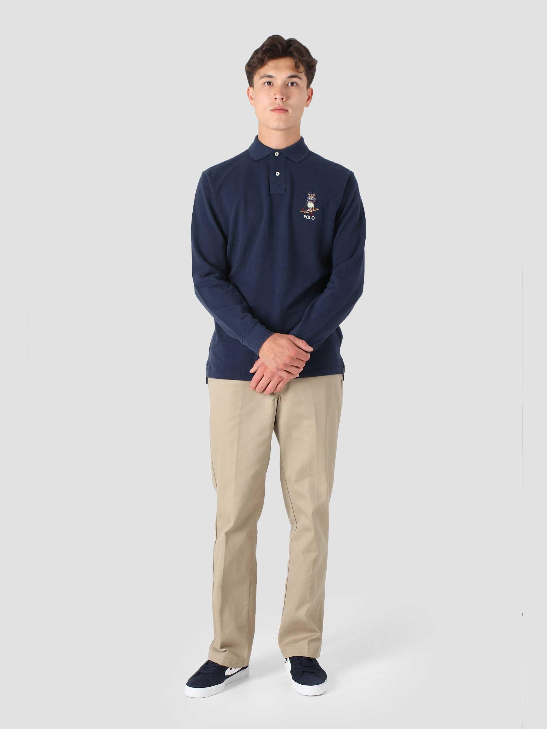 20-1 Mesh Long Sleeve Polo Shirt Medieval Blue Heather 710853322001