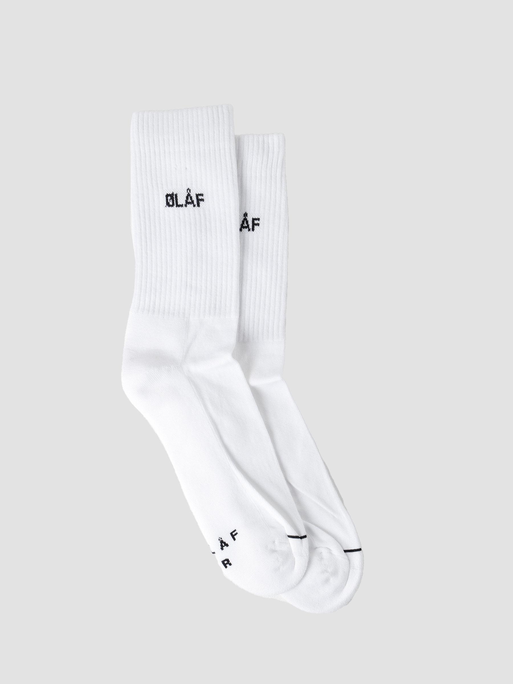 OLAF Mini Logo Socks White Black - Freshcotton