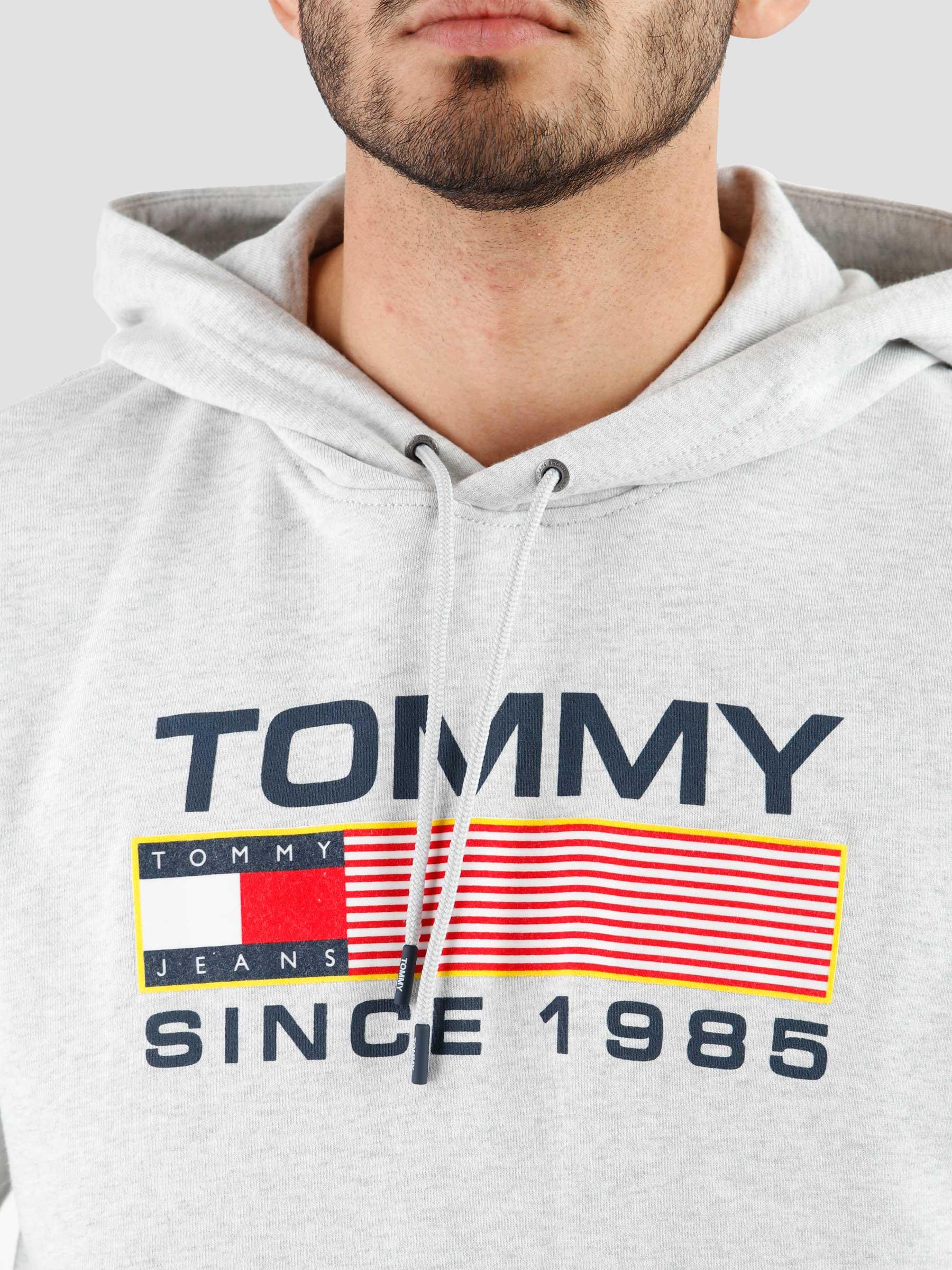 Tommy Jeans TJM Reg Silver Freshcotton Grey Hoodie Athletic - Heather Logo