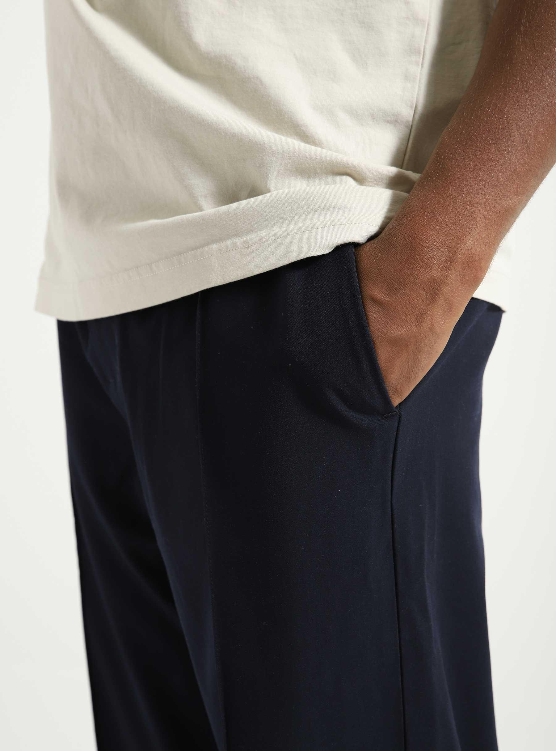Wooly Straight Elasticated Trousers Navy M140406