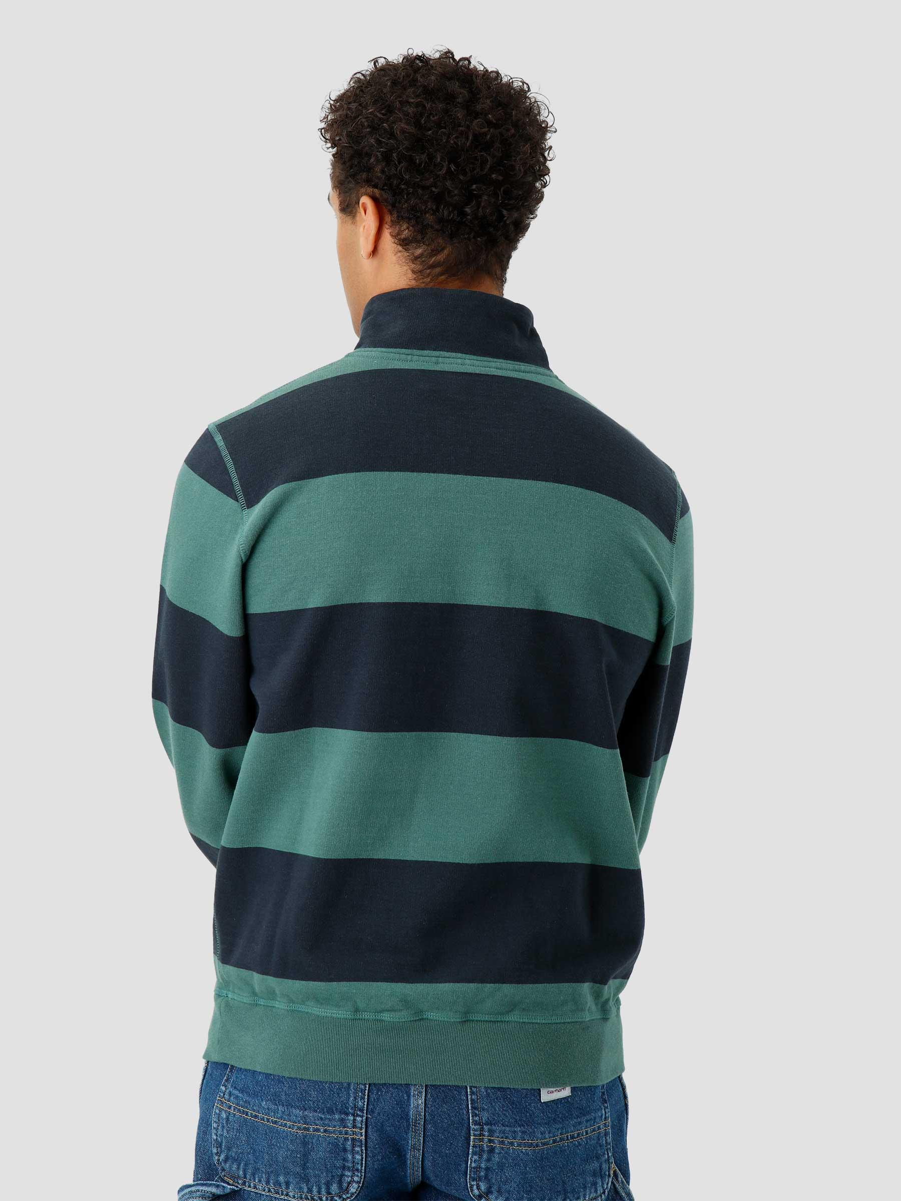 Worked P Striper Half Zip Sweatshirt Navy Green 48220