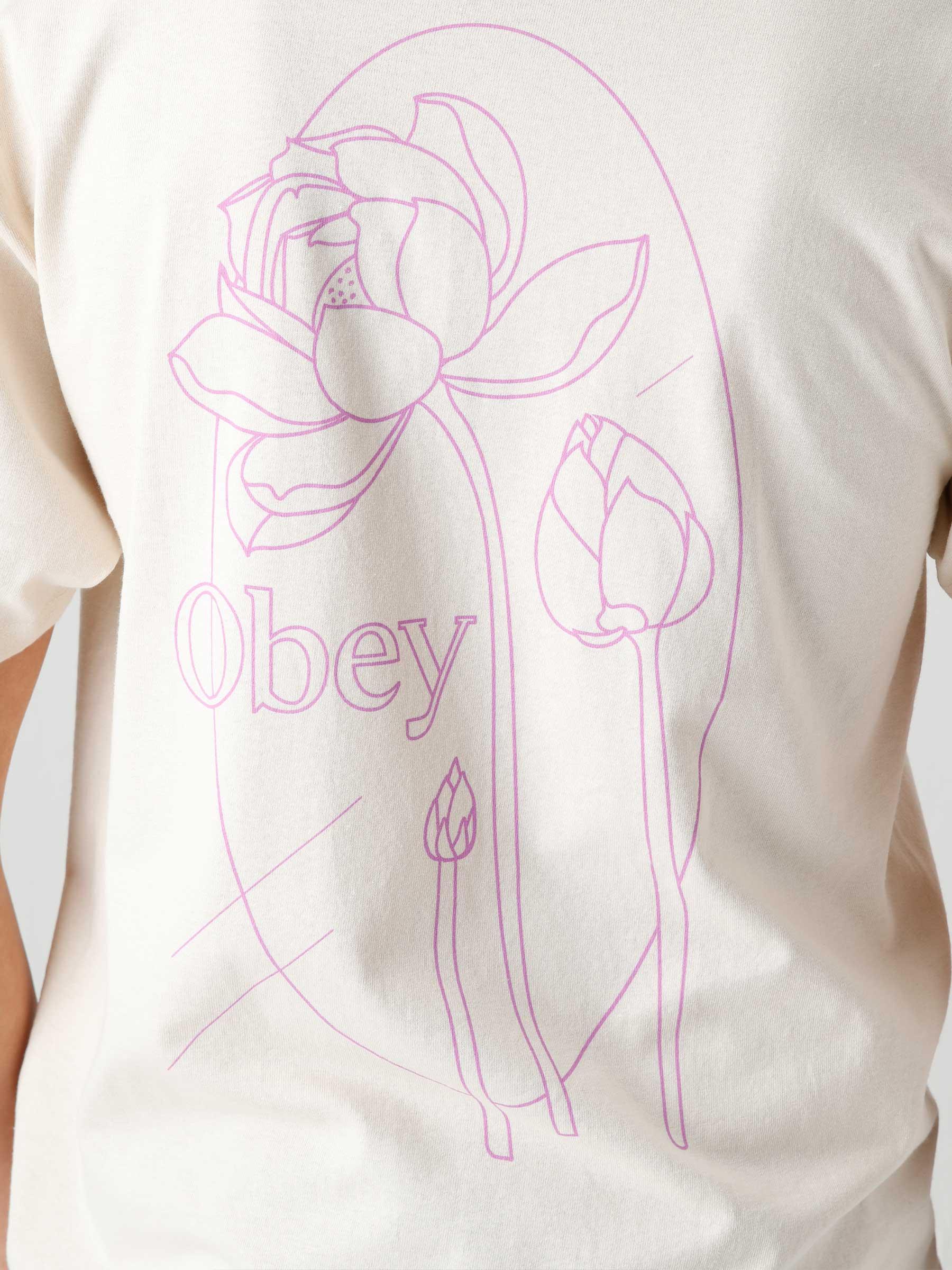 Obey Lotus T-shirt Cream 165263035