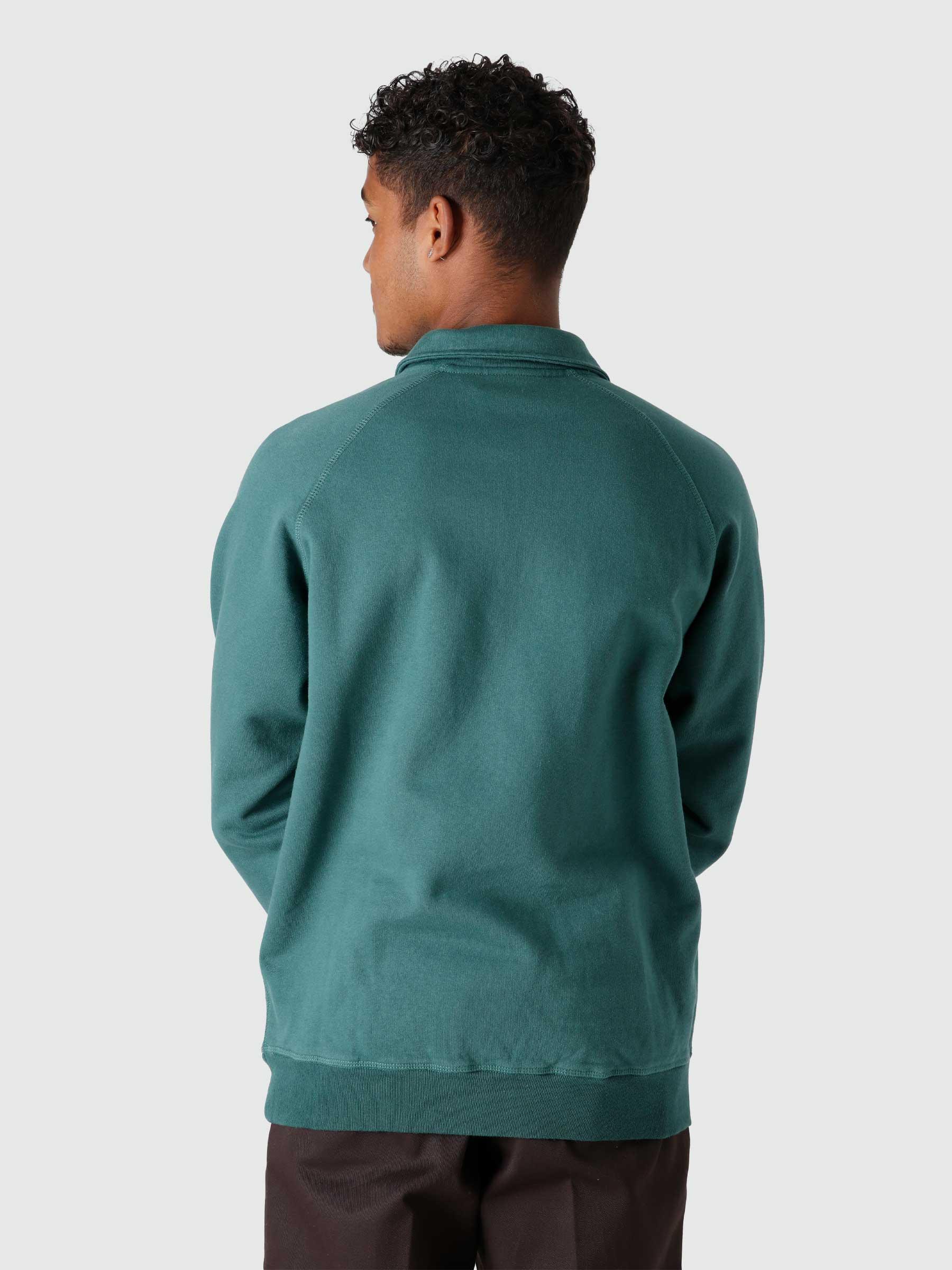 Birdface Font P Half Zip Polo Sweatshirt Green 47335