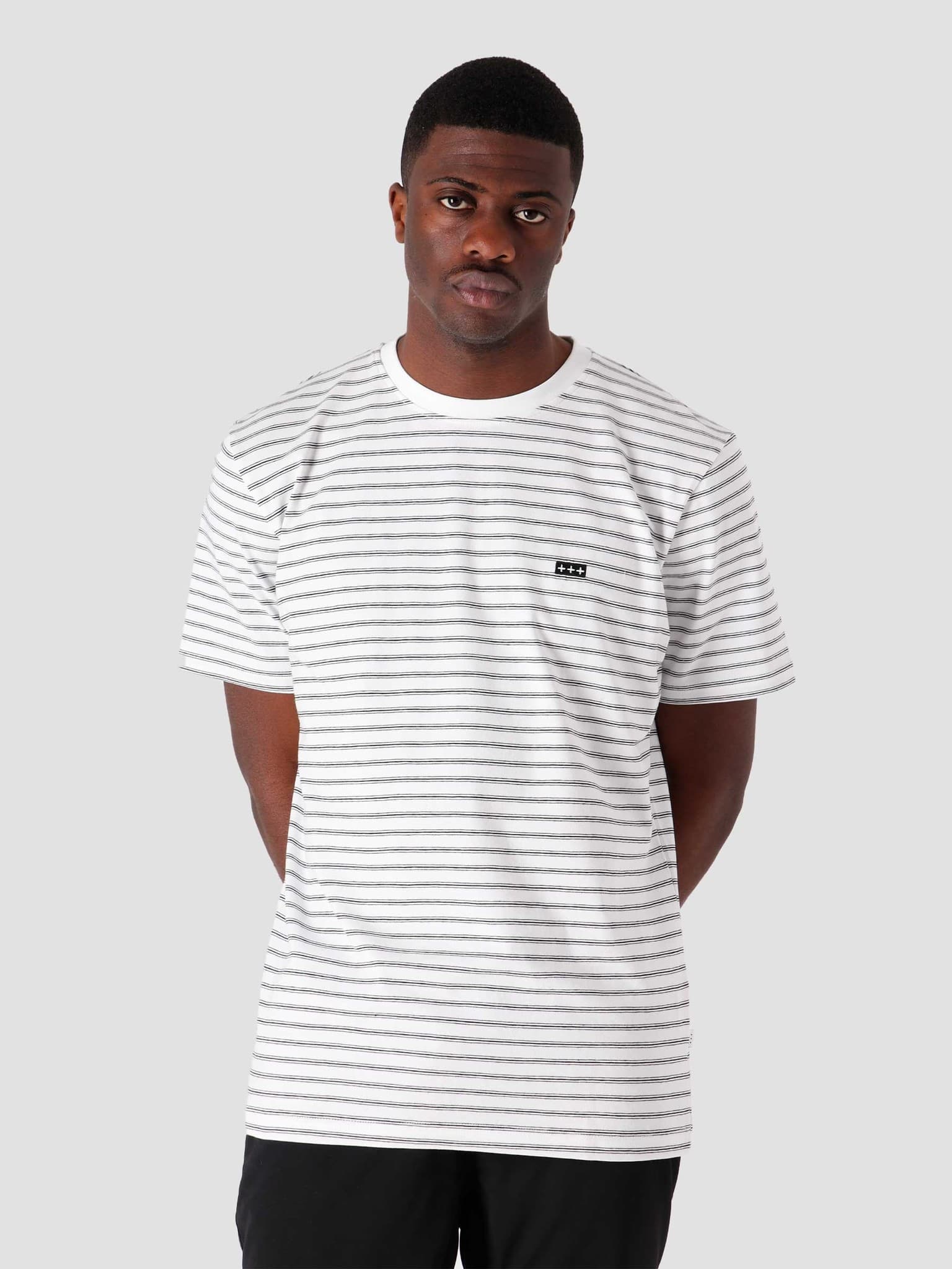 QB601 Stripe T-shirt White Navy