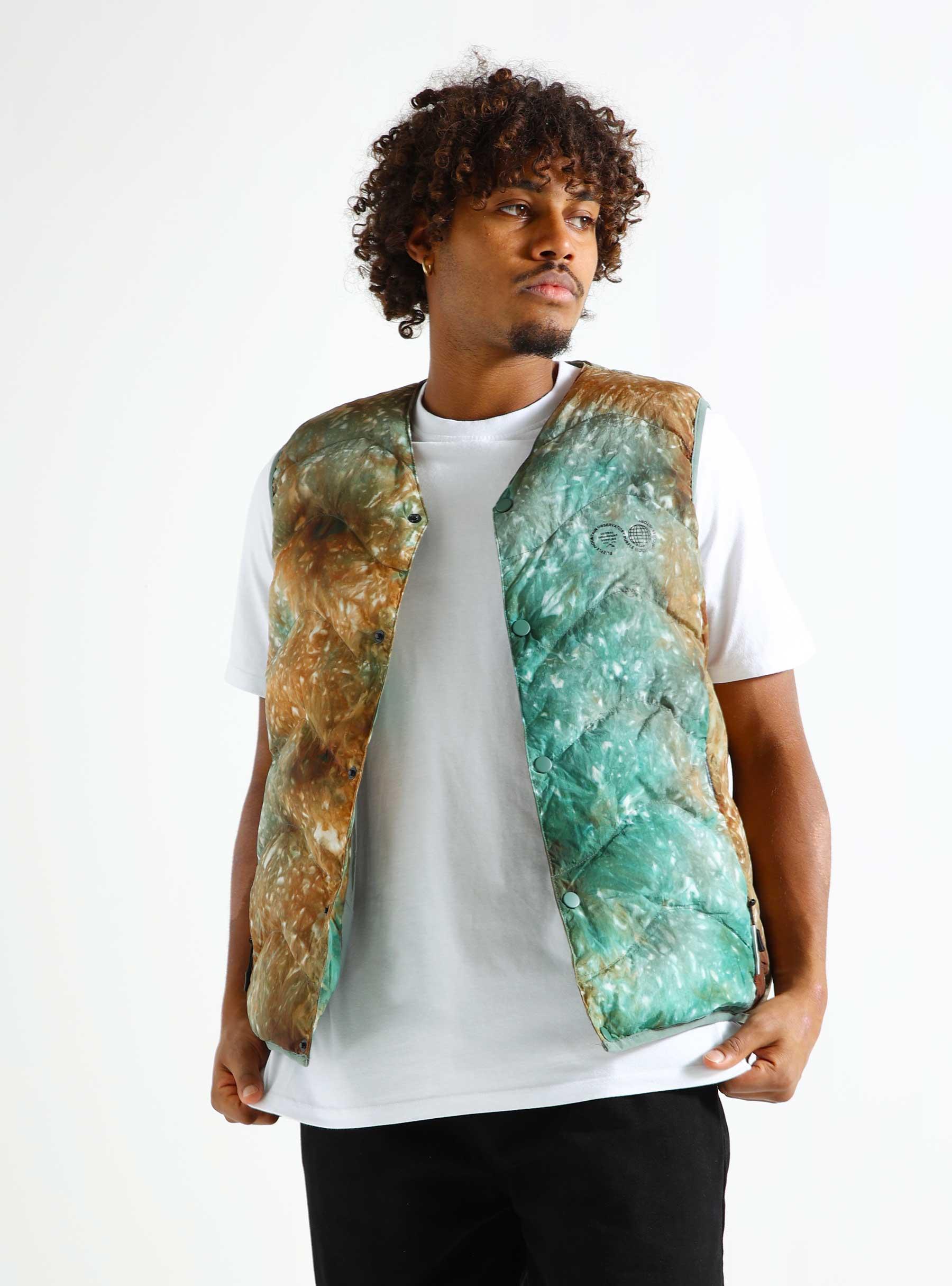 Waves Quilted Vest Tie Dye Peach Teal Ice Dye PMO0046-PT