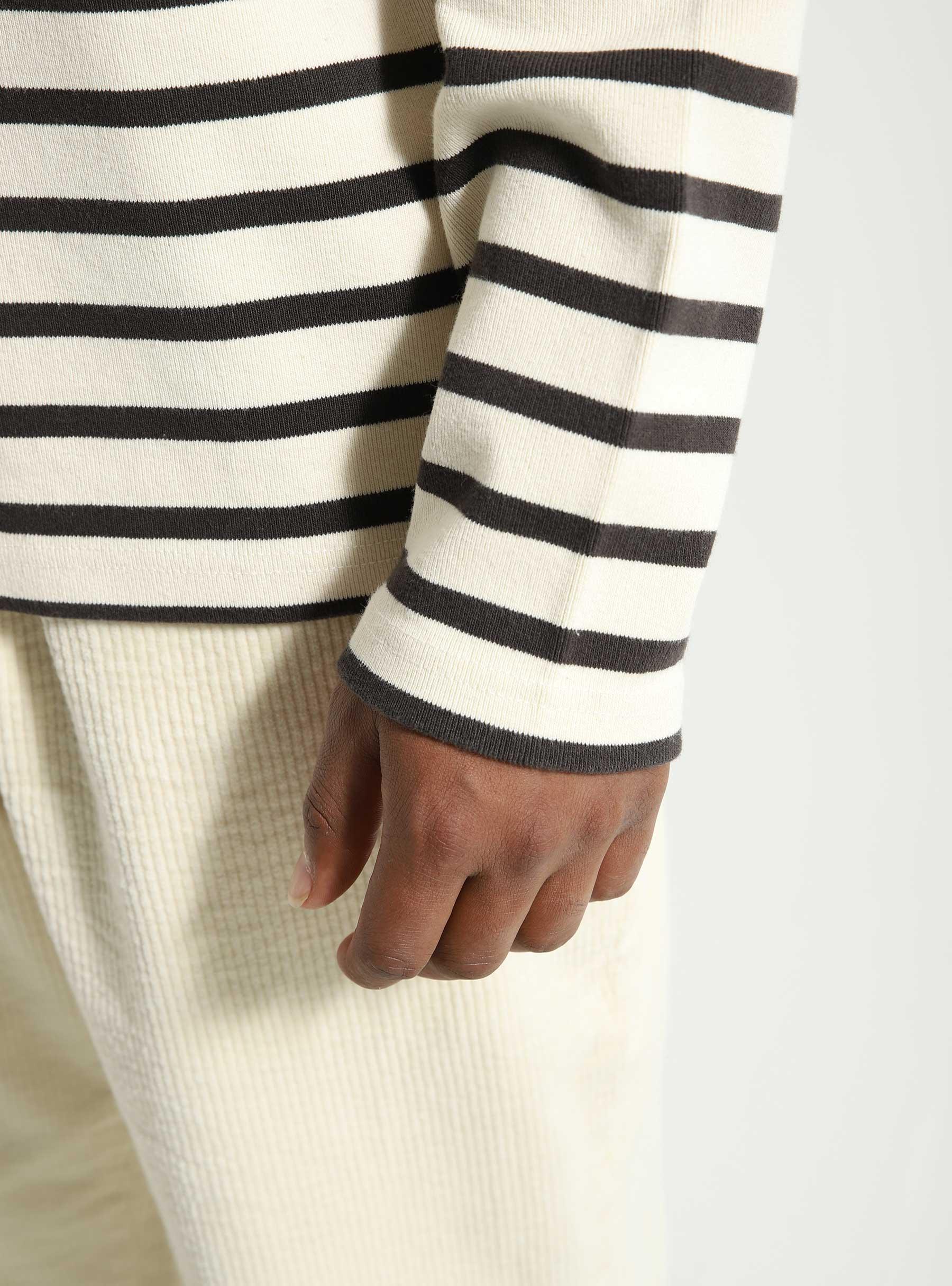Pocket Stripe Sweater Off White Mulch M140104