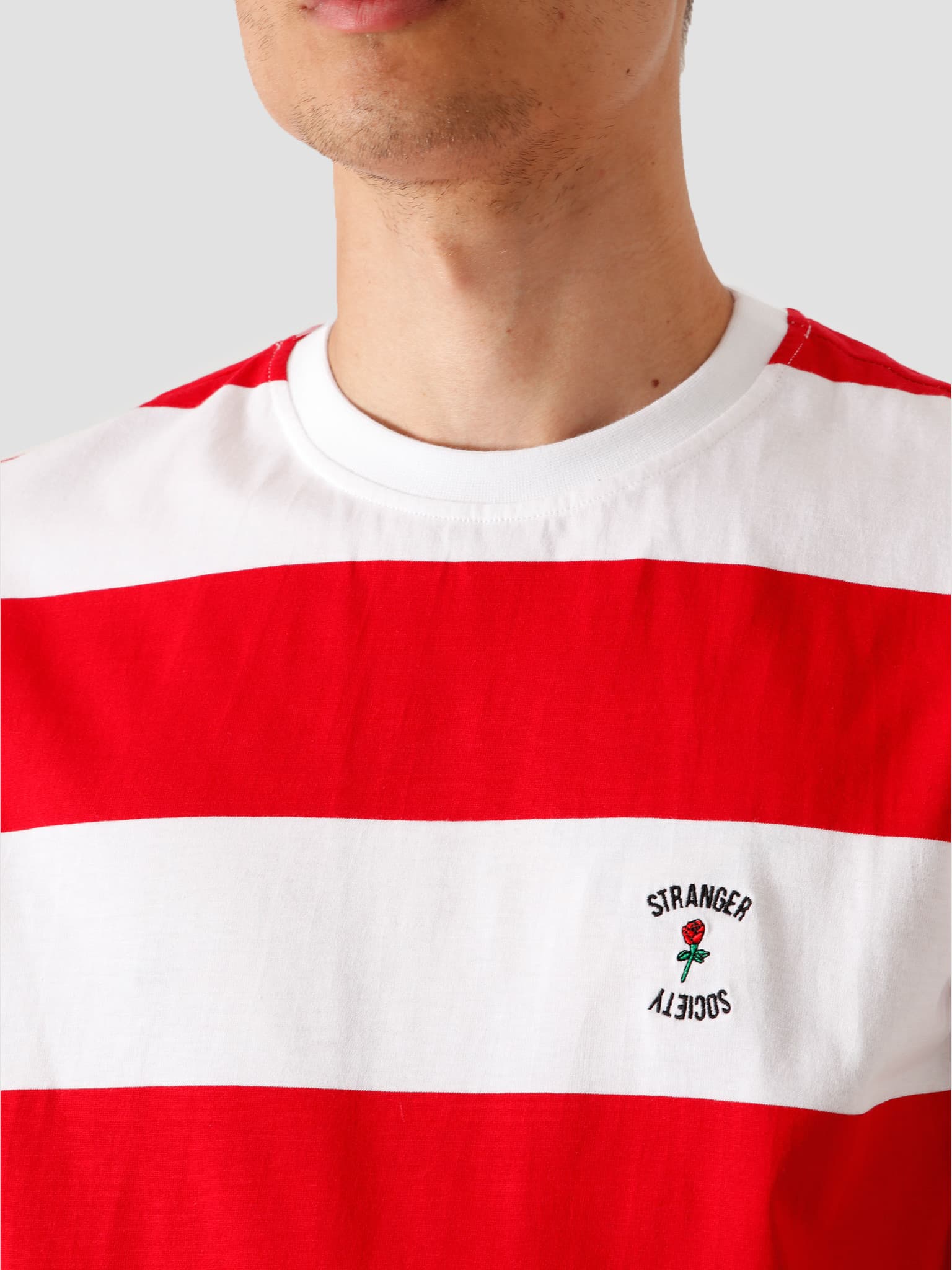 Crew Logo Striped T-Shirt Red White