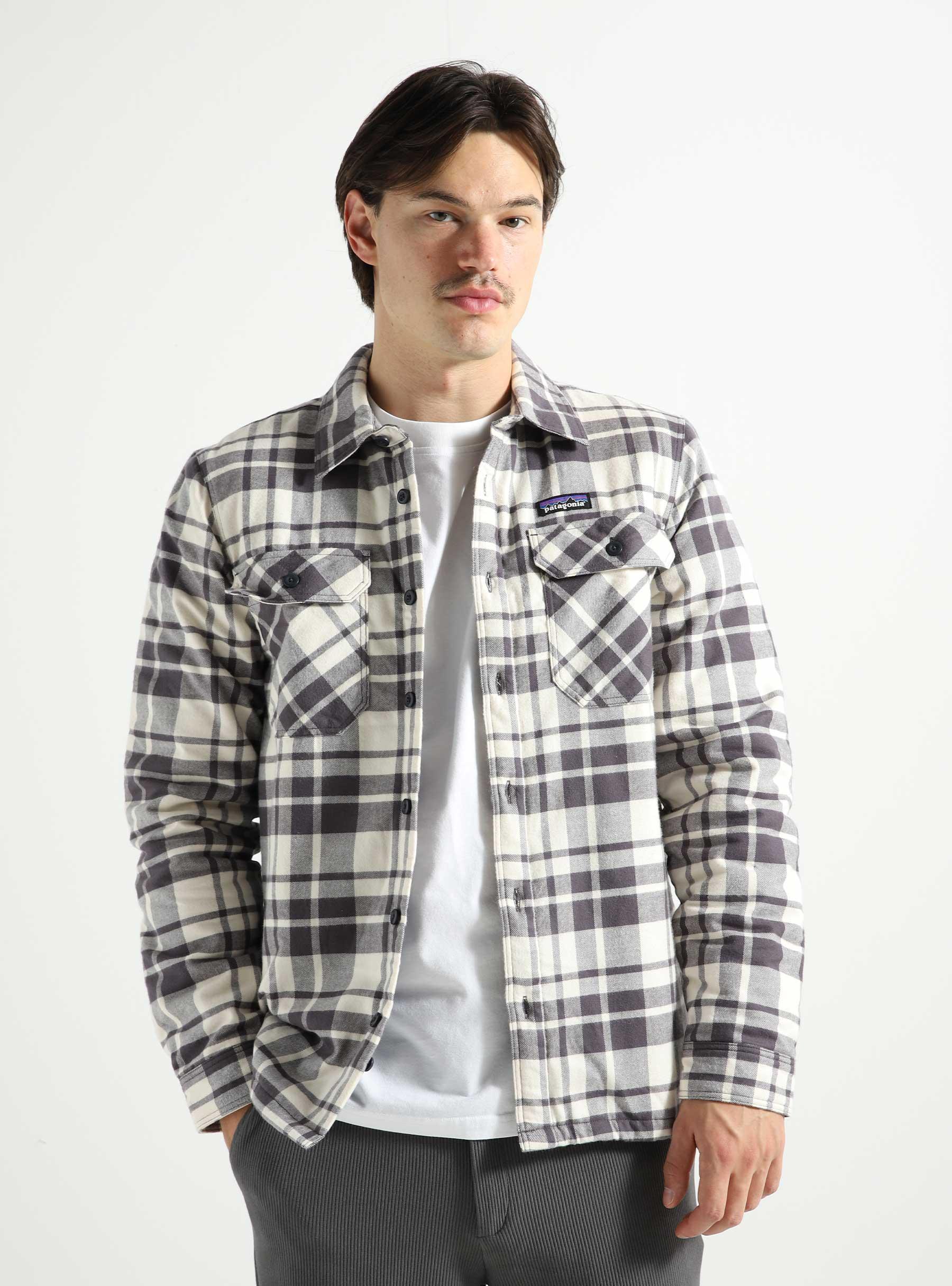M's Insulated Organic Cotton MW Fjord Flannel Shirt Ice Caps Smolder Blue 20385-ICBE
