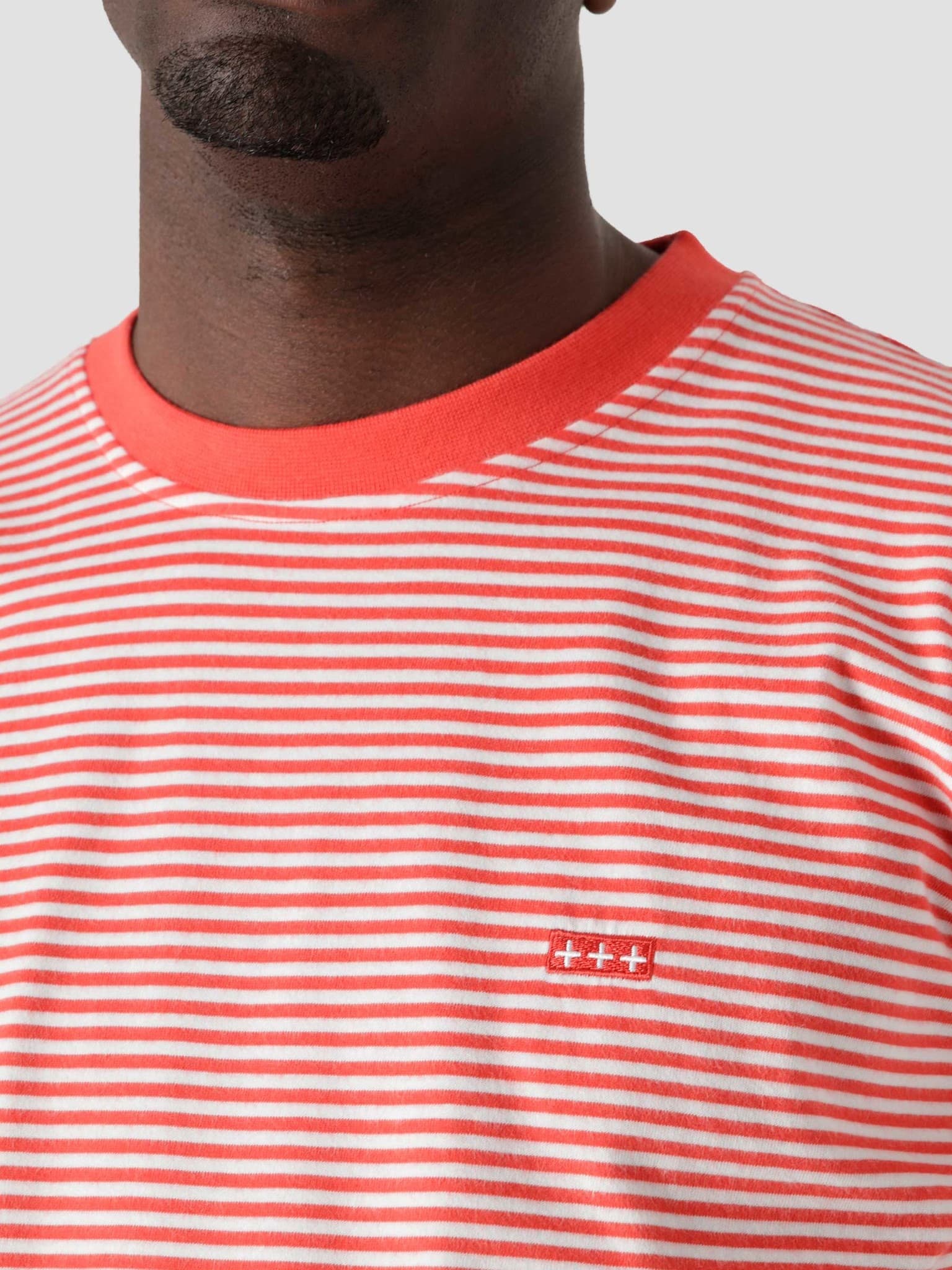 QB601 Stripe T-shirt Orange White