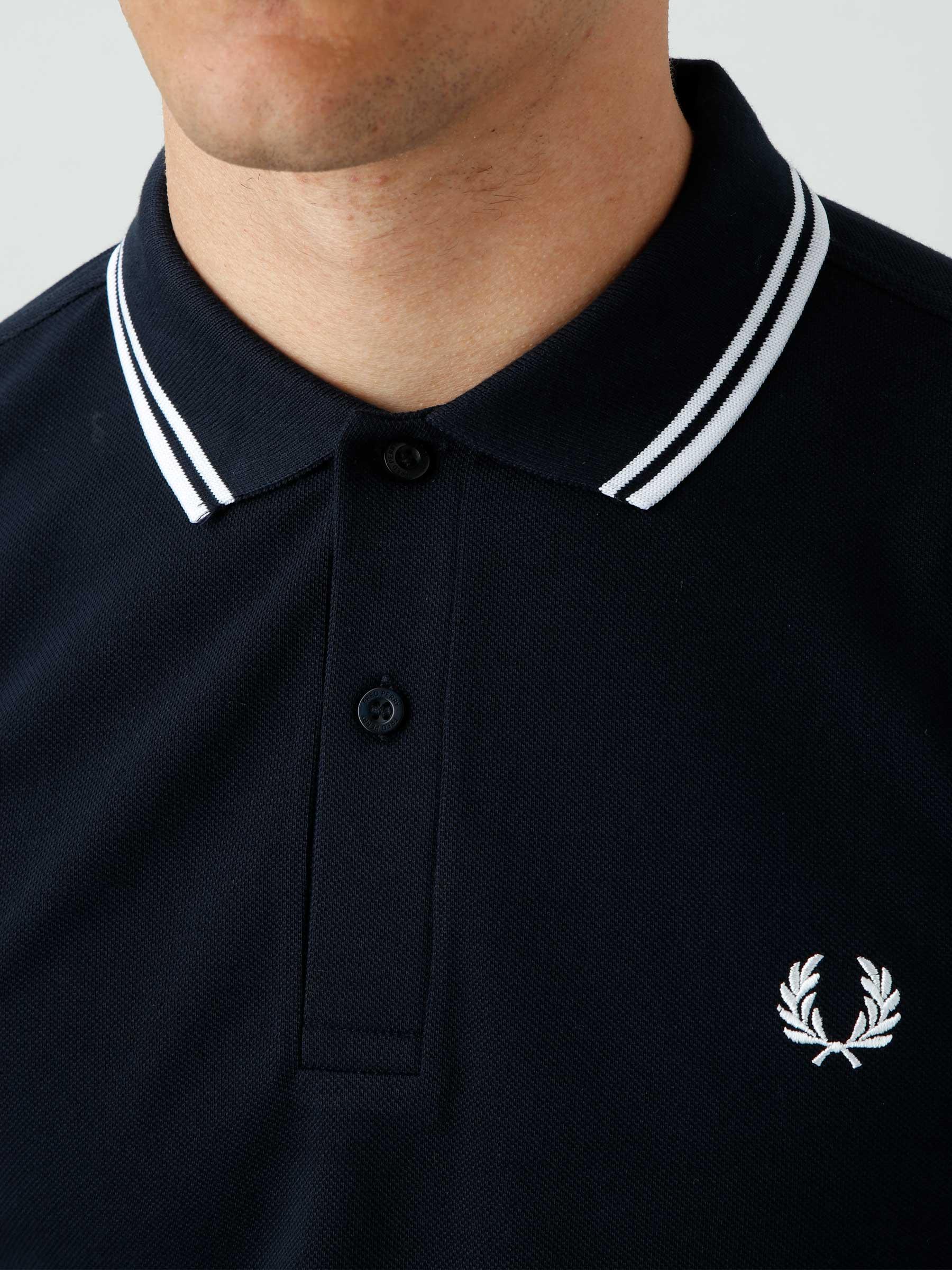 Twin Tipped Fred Perry Shirt Navy White M3600-238