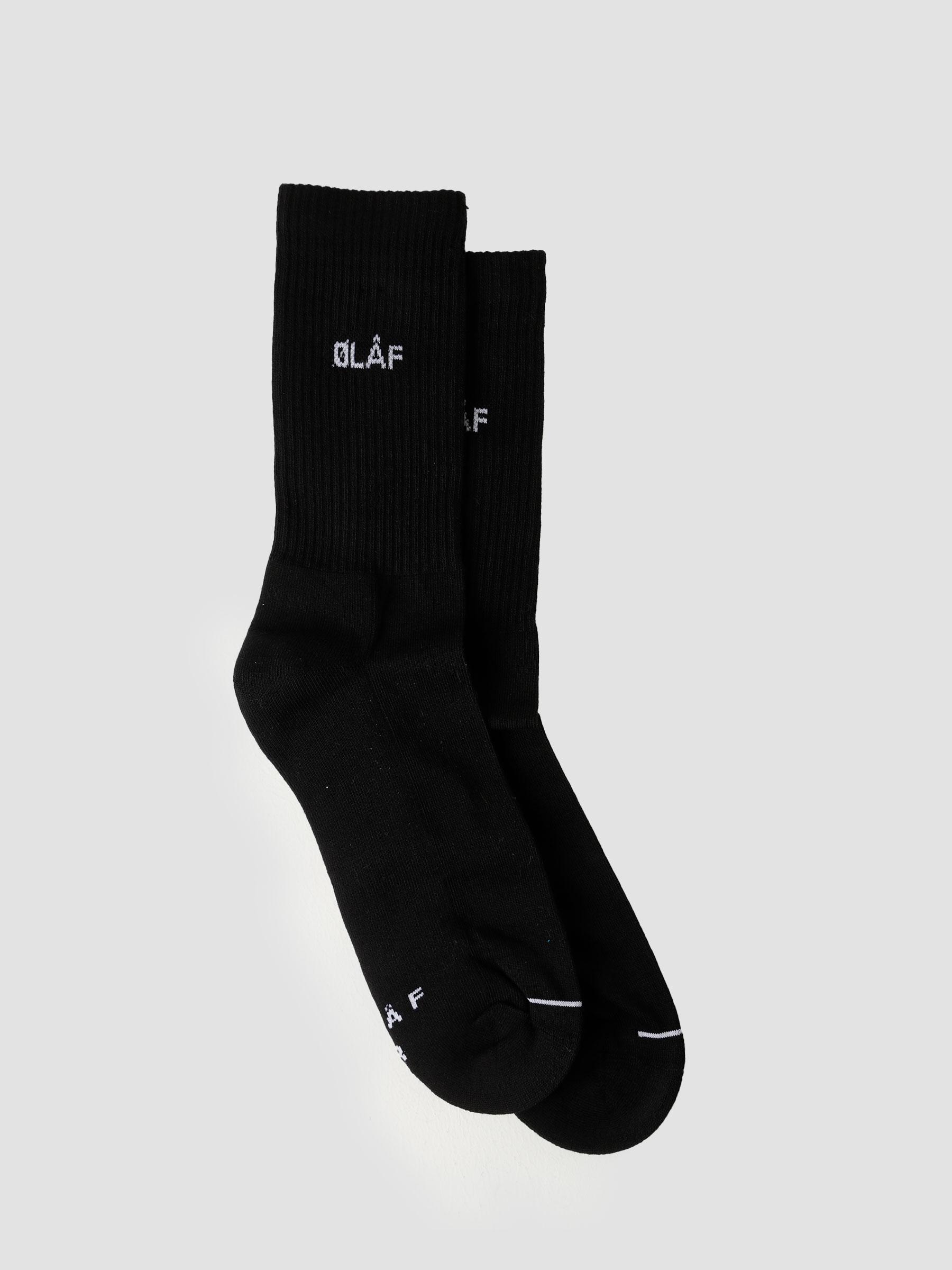 OLAF Mini Logo Socks Black White - Freshcotton