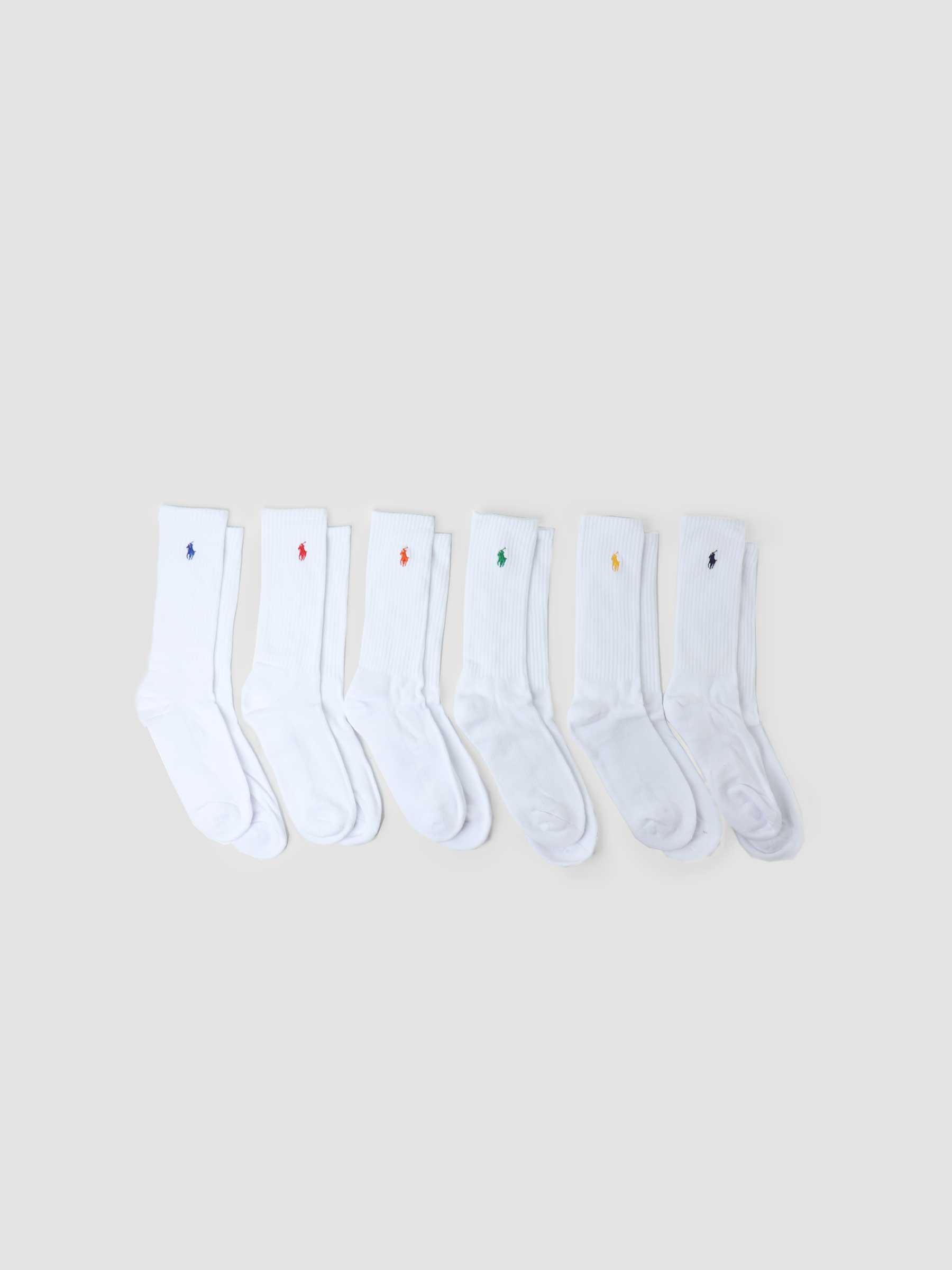 6 Pack Crew Socks White Colored PP 449799740002