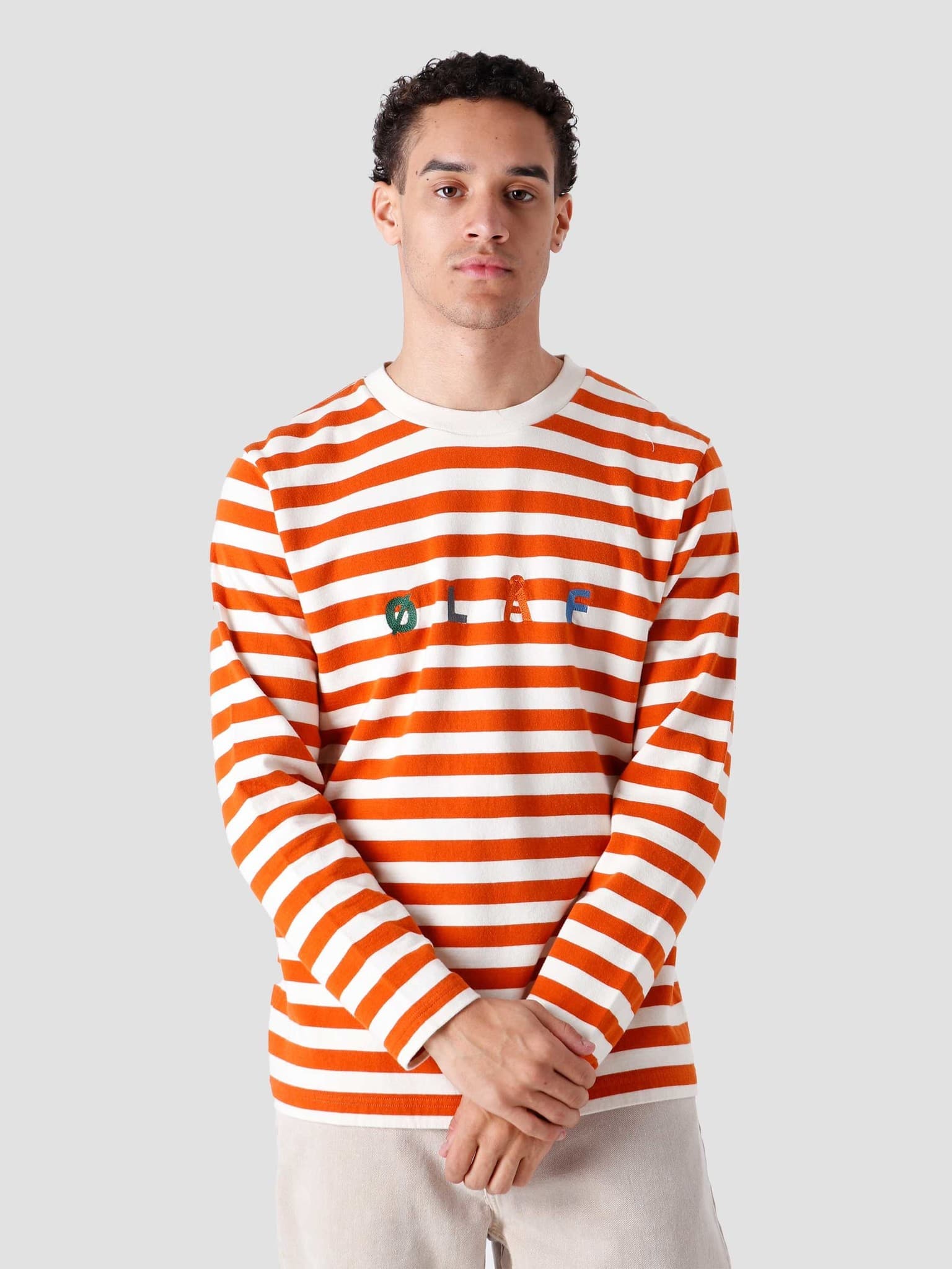 OH Stripe Sans Longsleeve T-Shirt Burnt Orange White