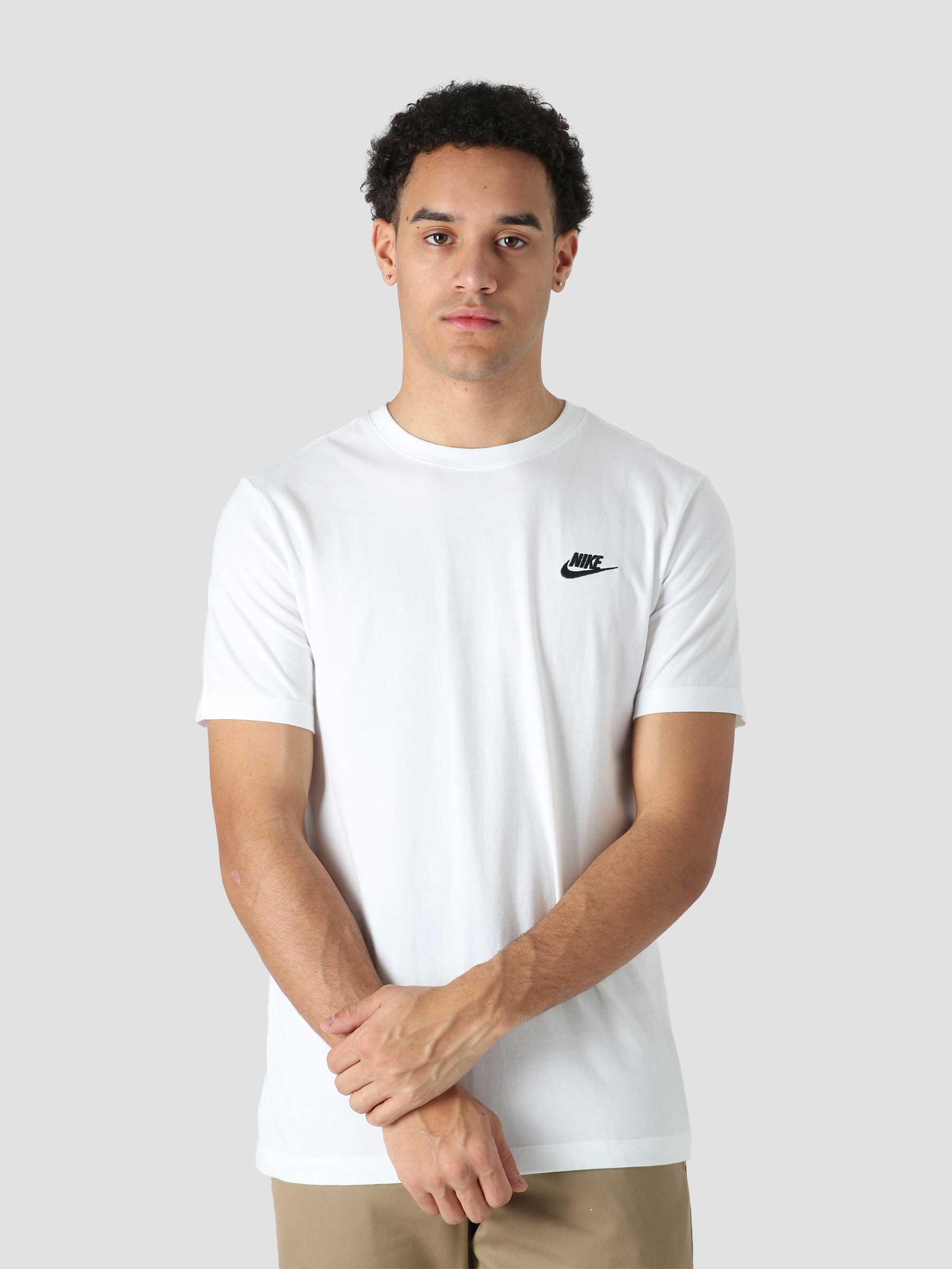 Nike M Nsw Club T Shirt White Black - Freshcotton
