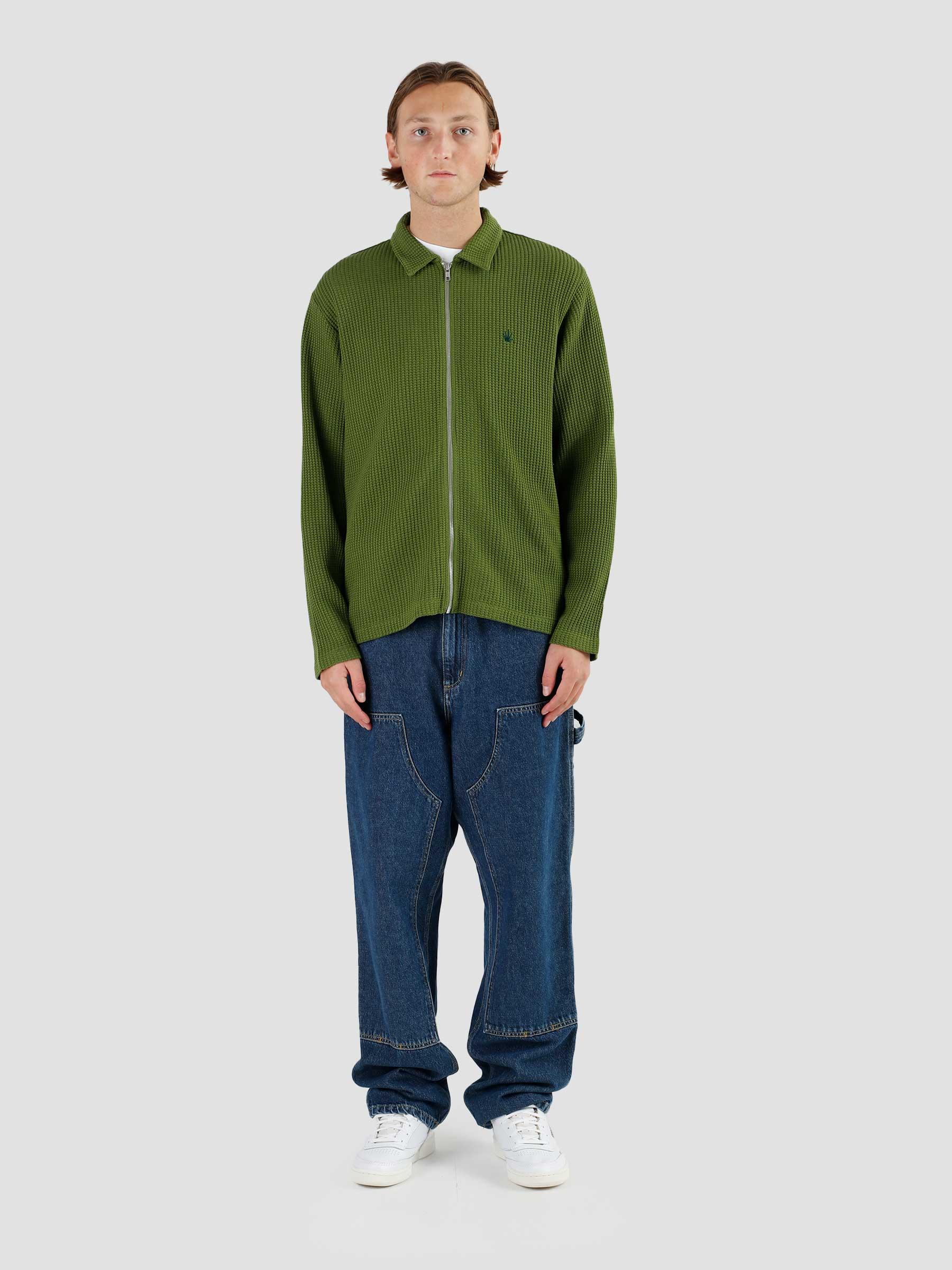 Stussy Big Thermal Zip Shirt Green - Freshcotton