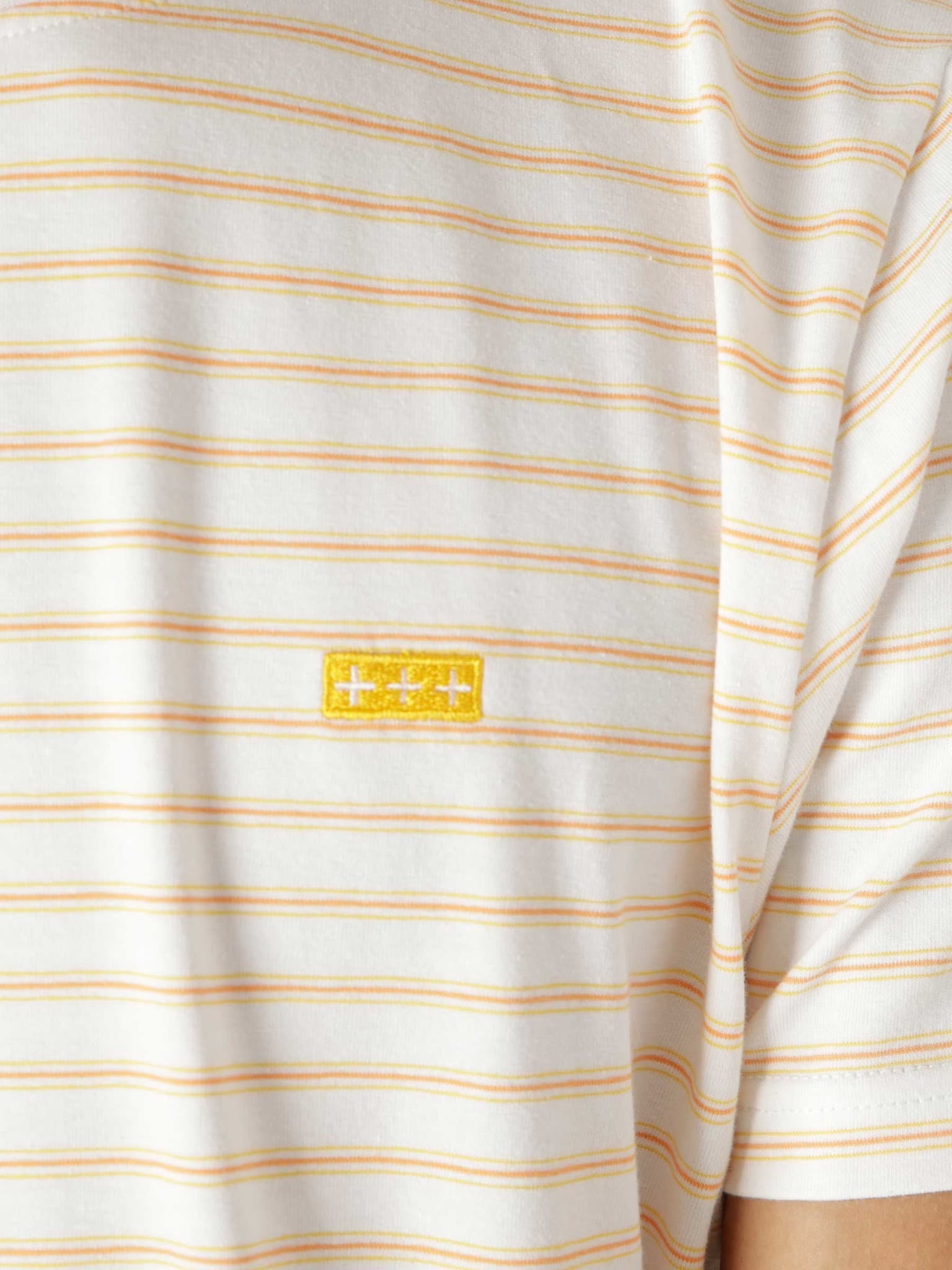 QB601 Stripe T-shirt White Orange Yellow