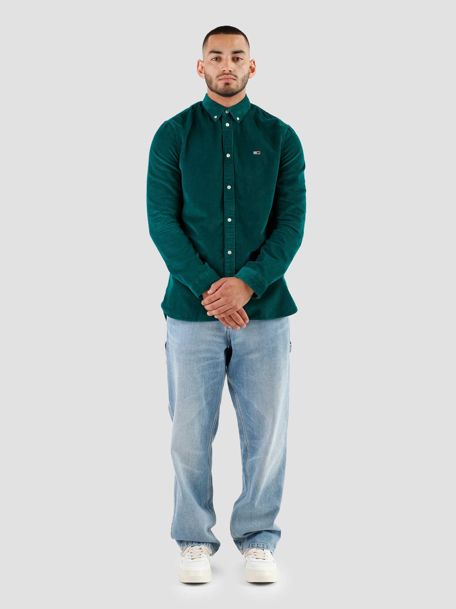 Dark Shirt Turf Tommy Jeans - Freshcotton Solid Green TJM Cord