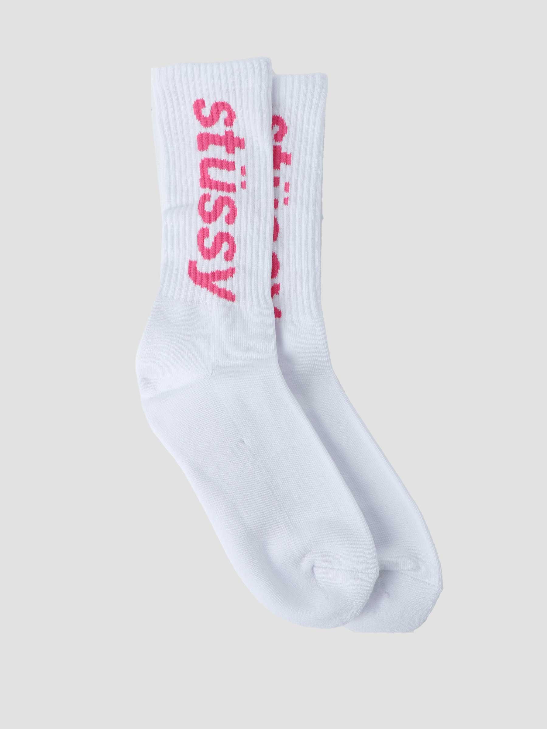 Helvetica Crewneck Socks White Pink 138845-1428