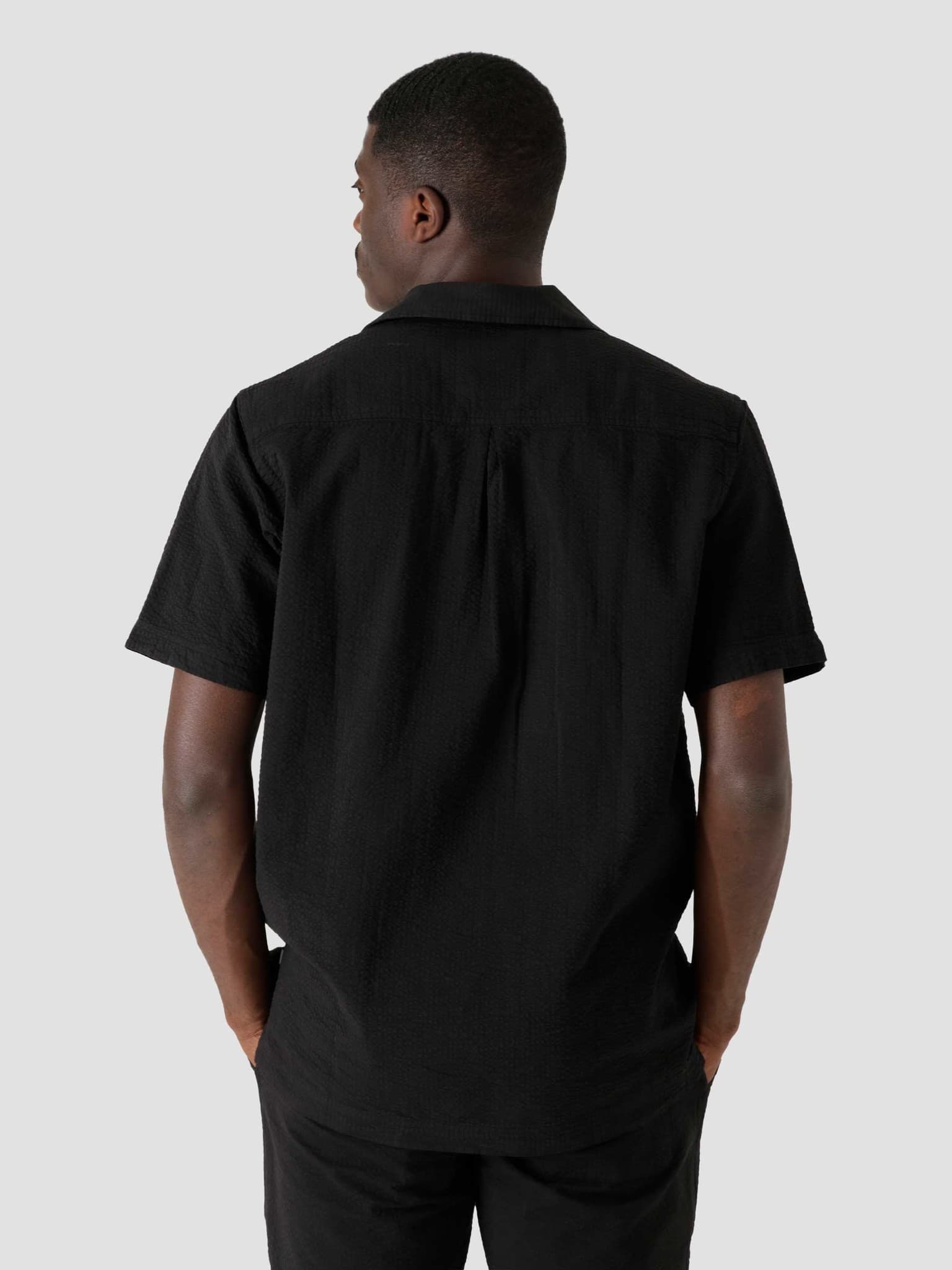 QB46 Seersucker Shirt Black