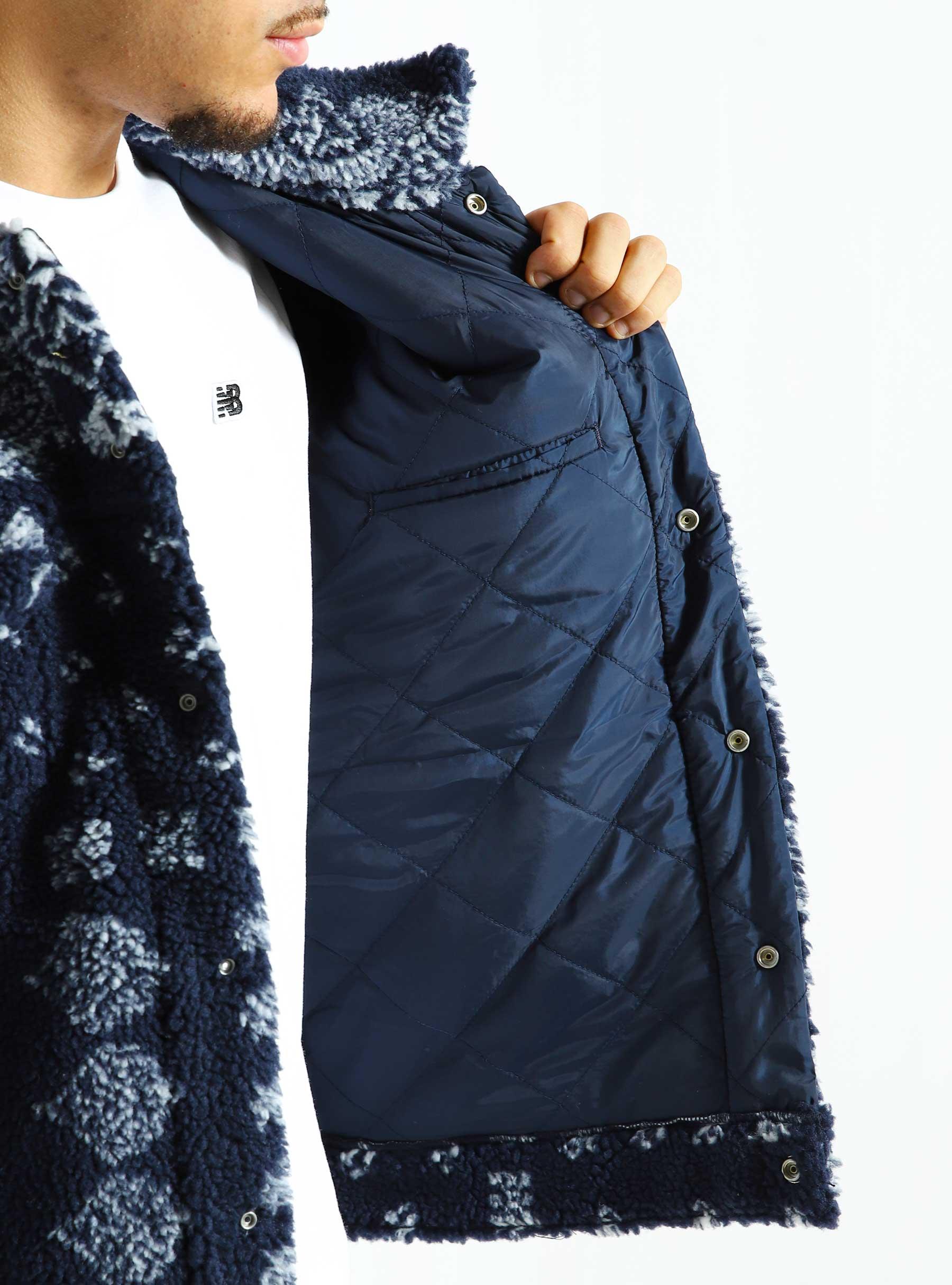 Relaxed Fit Cozy She Bandana Sherpa Jacket Print Blue A5785-0001