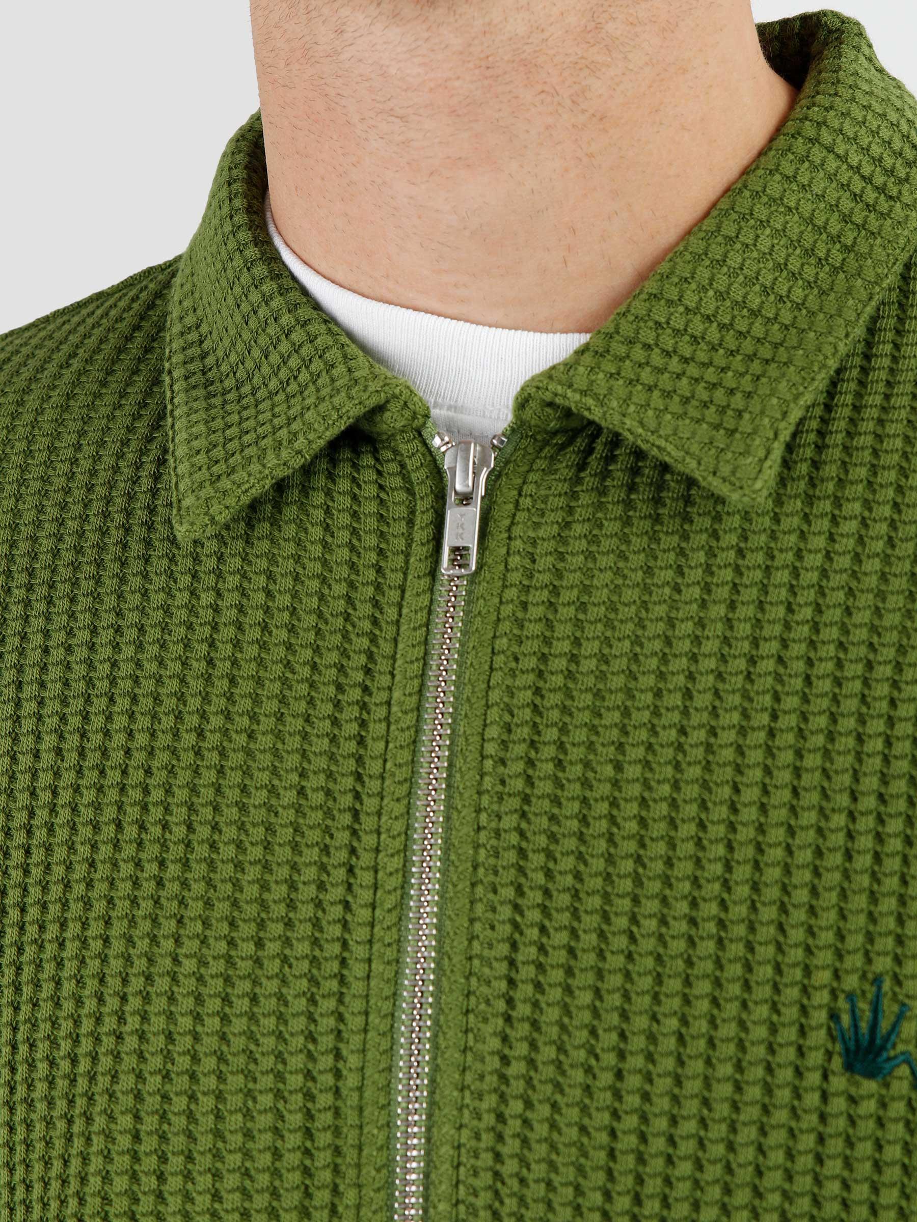 Stussy Big Thermal Zip Shirt Green - Freshcotton