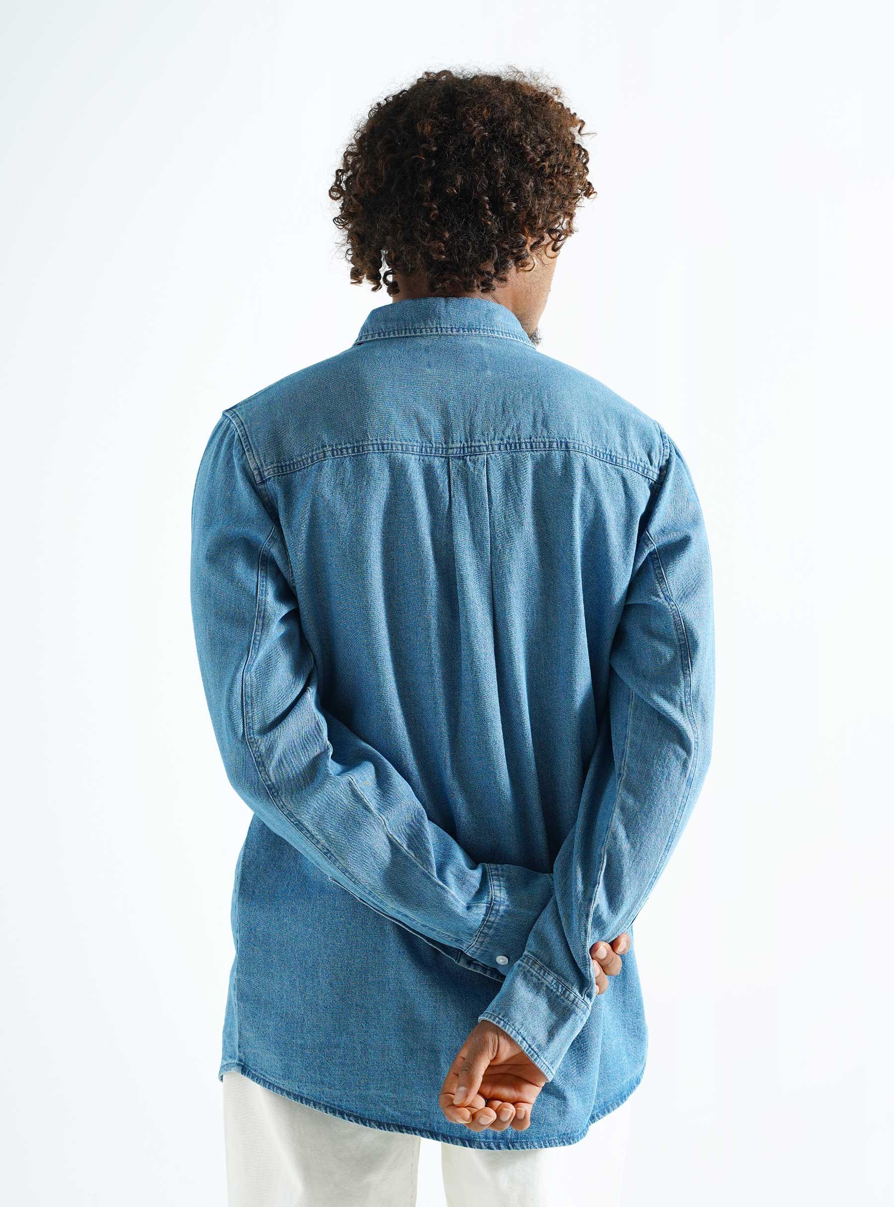 Denim Longsleeve Shirt Mid Blue M160318