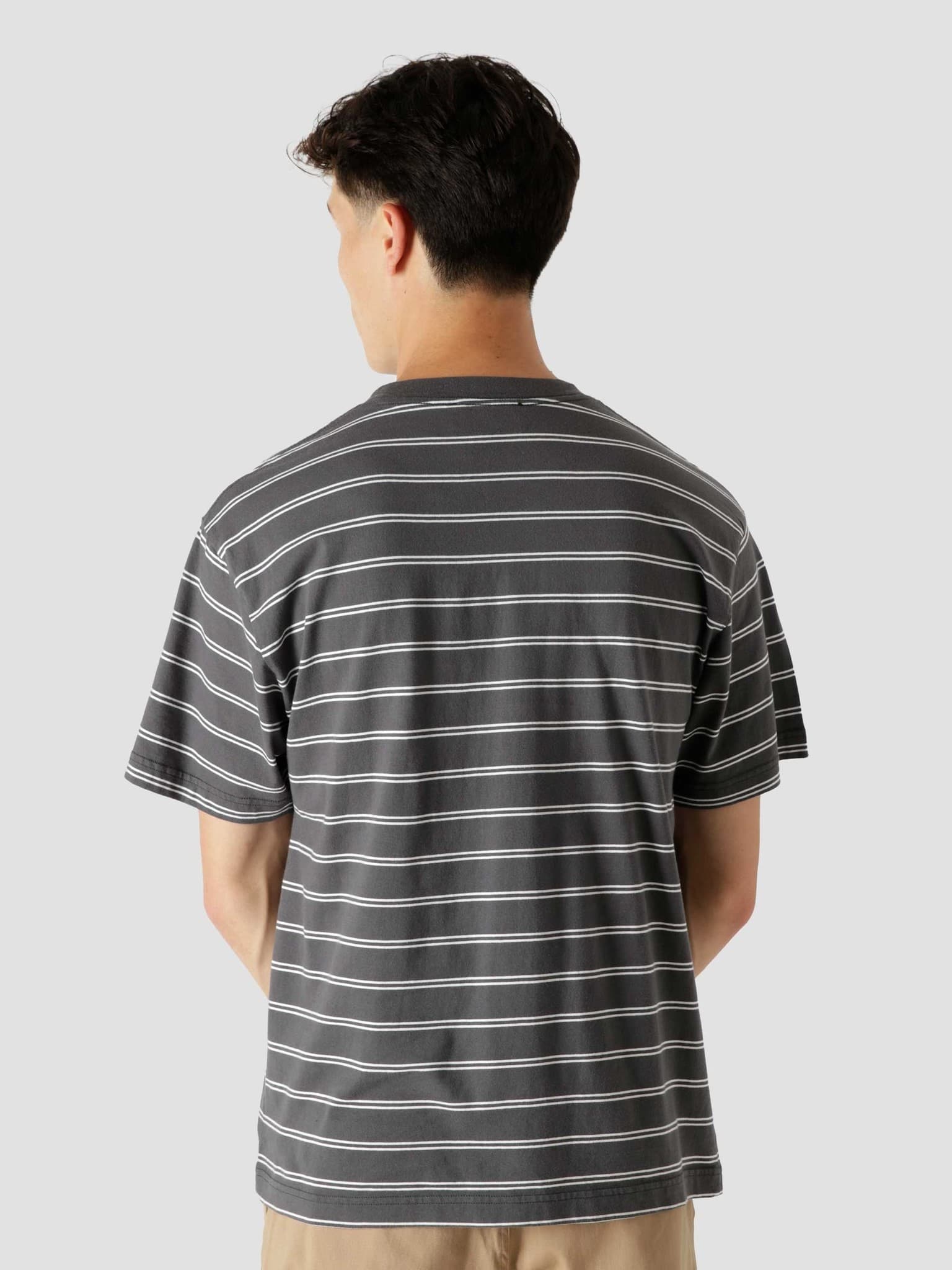 OLAF Mini Stripe T-Shirt Dark Grey White