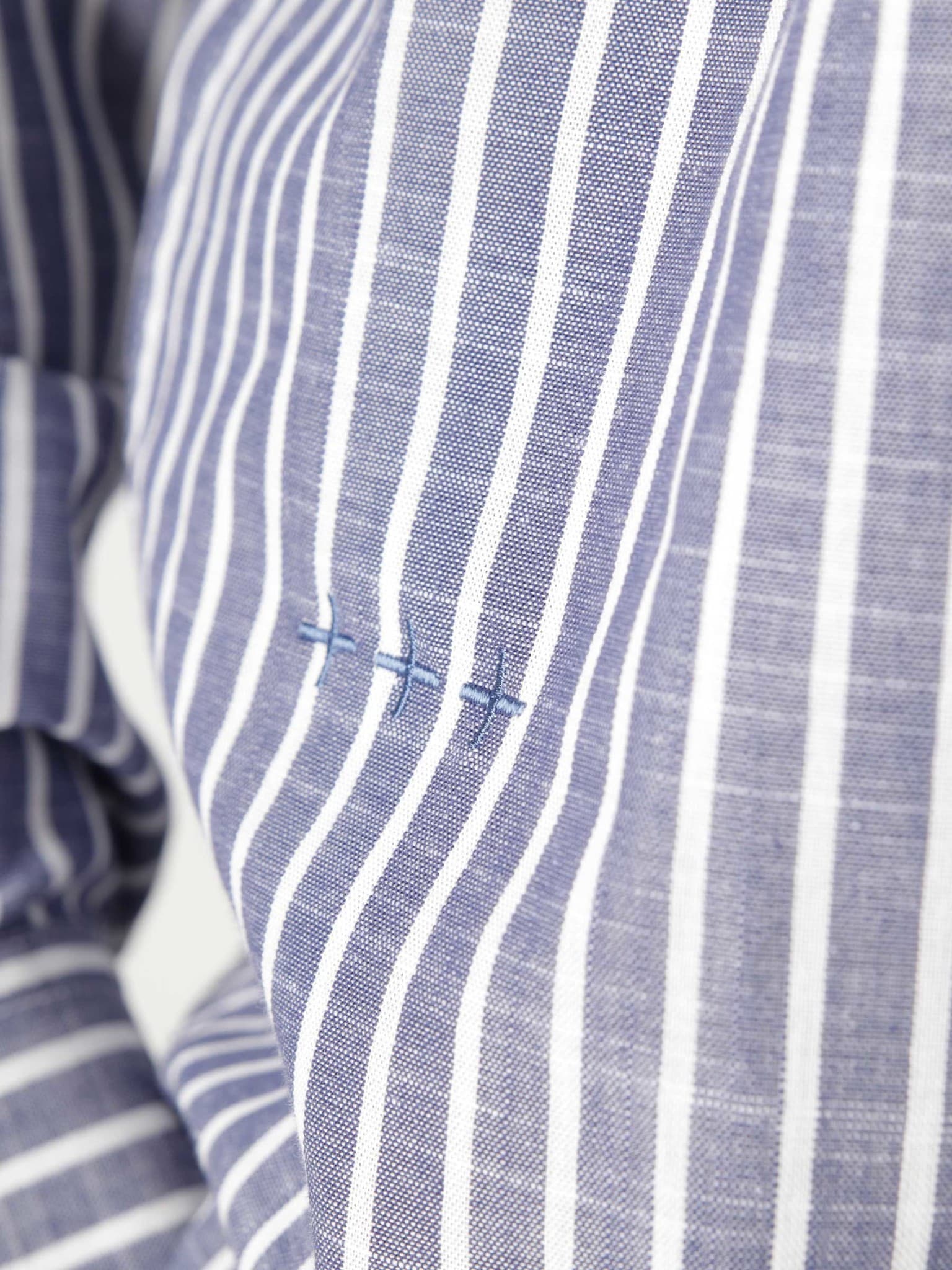QB44 Stripe Shirt Blue White Regular Stripes