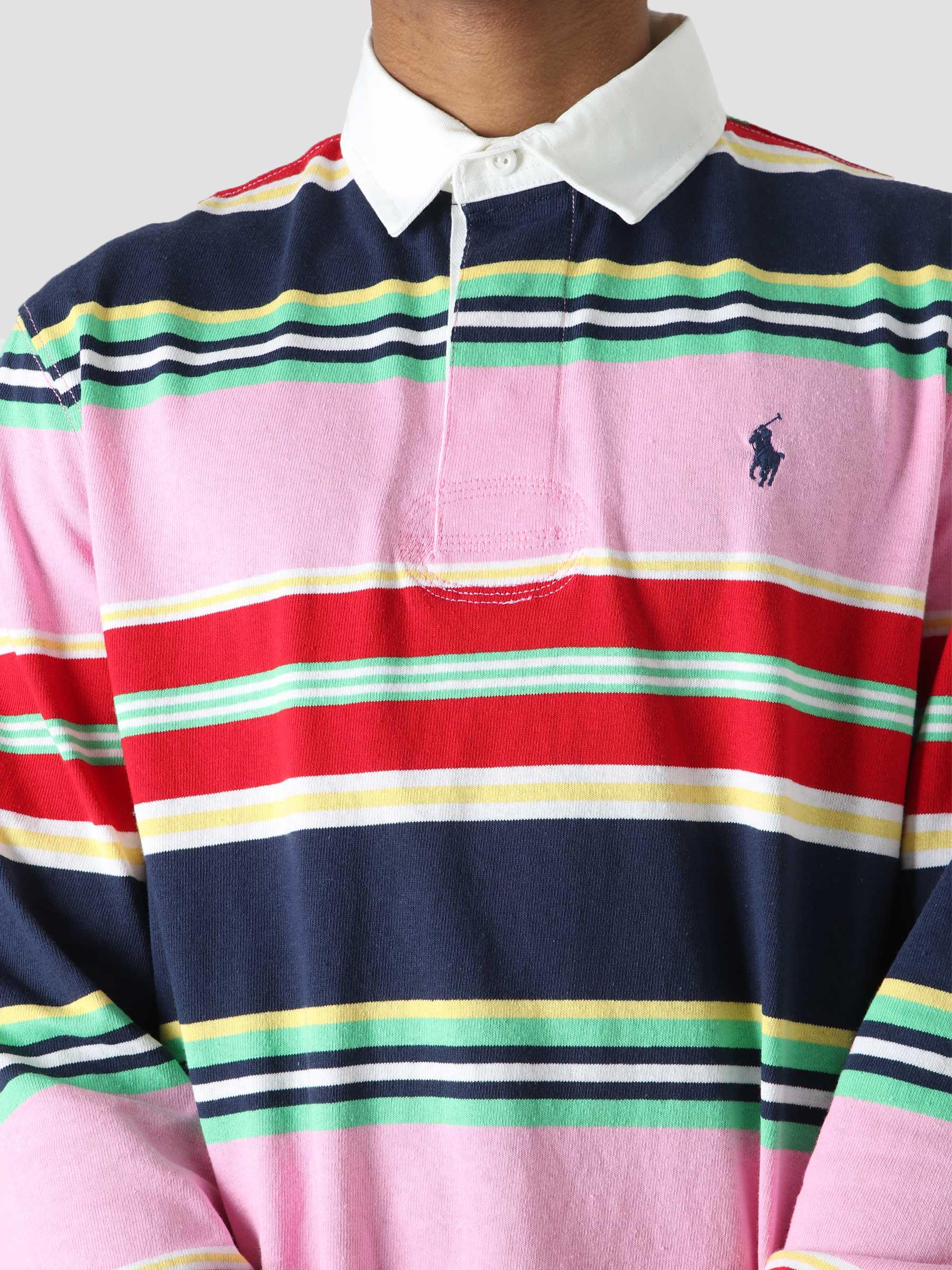 RL Long Sleeve Rugby Polo Harbor Pink Multi 710865009001