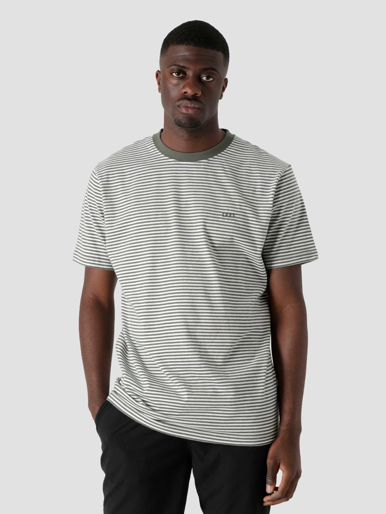 QB601 Stripe T-shirt Green White