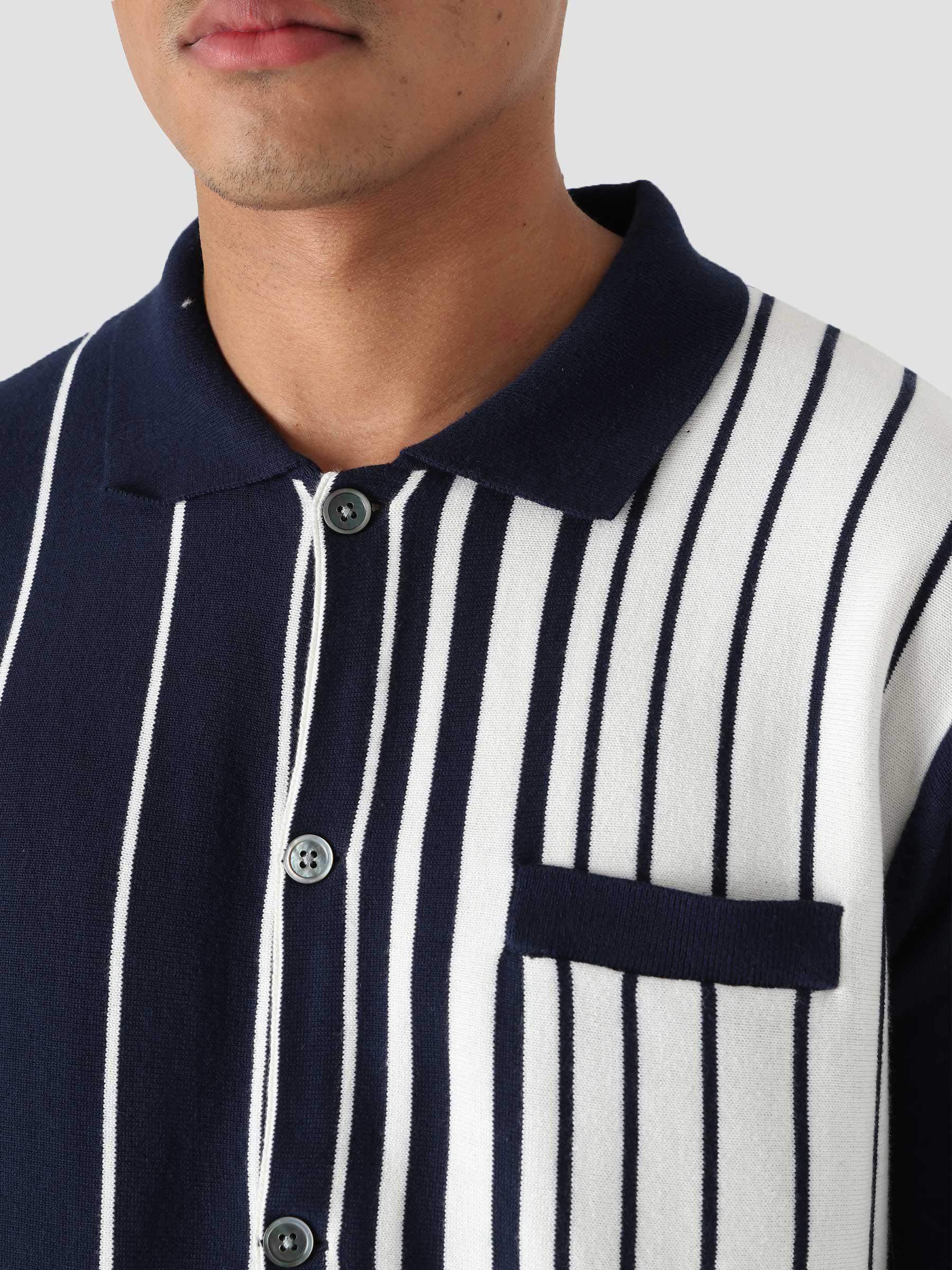 Striped Knit Shirt Navy 117099