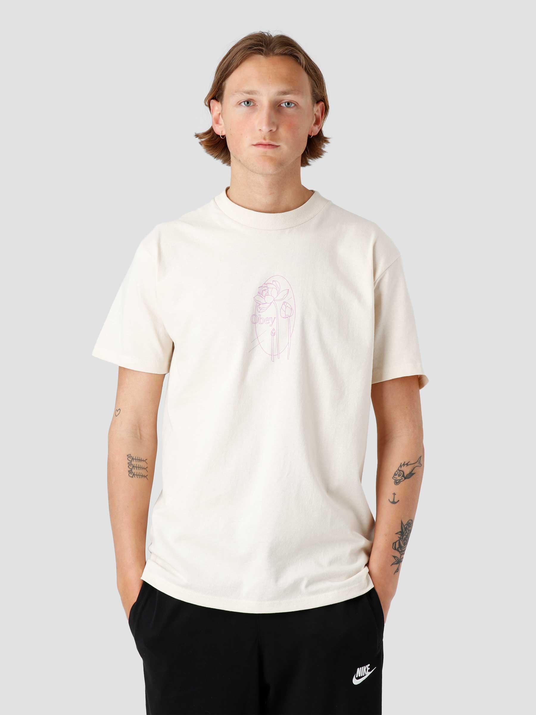 Obey Lotus T-shirt Cream 165263035